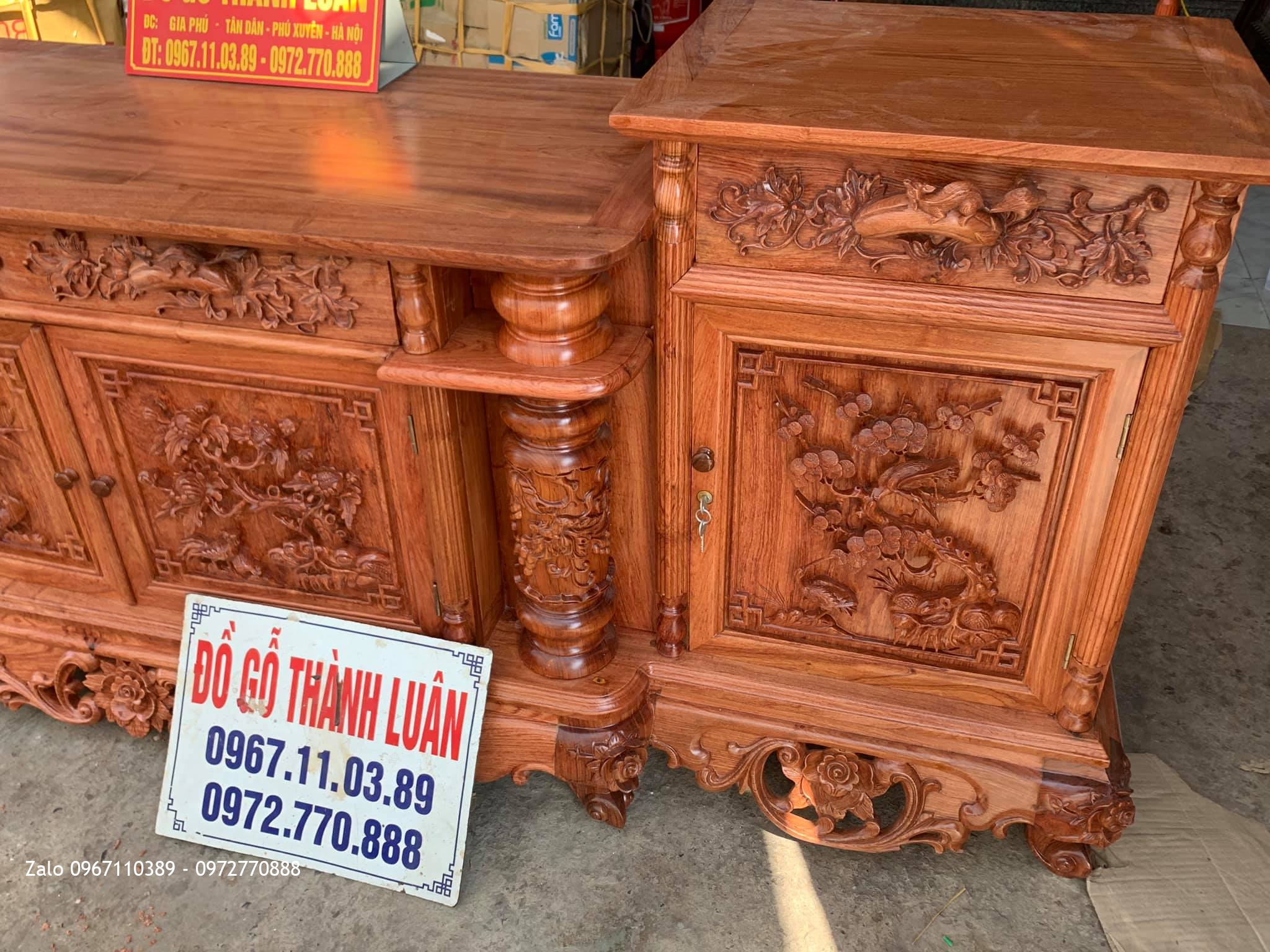 Kệ Tivi Gỗ Hương Đá Mẫu Cột Nho. Anh Thi - Cầu Trương Xá, Hưng Yên: