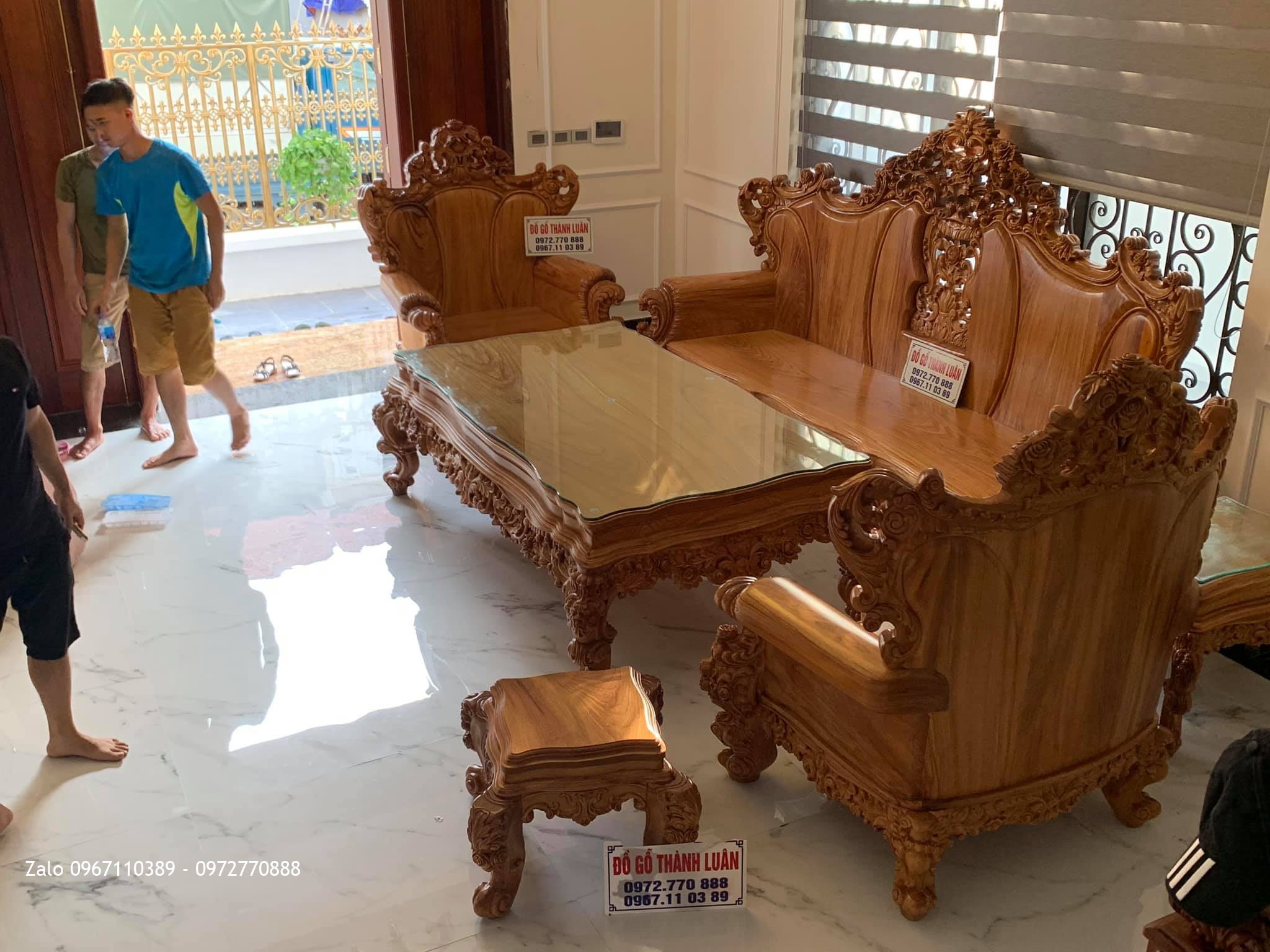 Bộ Ghế Hoàng Gia (Louis) Khủng Gỗ Gõ Tại KĐT Đặng Xá Gia Lâm HN