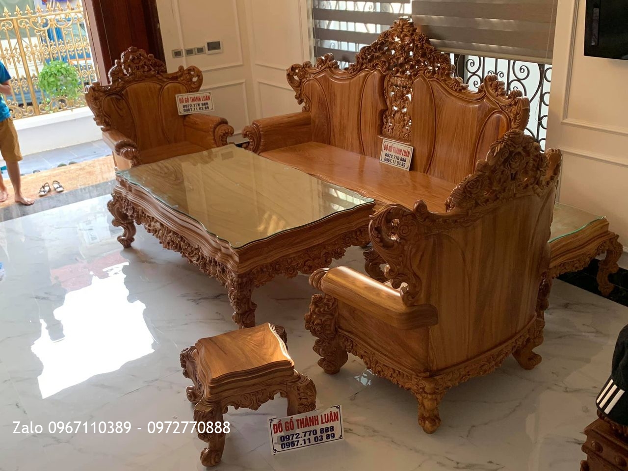Bộ Ghế Hoàng Gia (Louis) Khủng Gỗ Gõ Tại KĐT Đặng Xá Gia Lâm HN