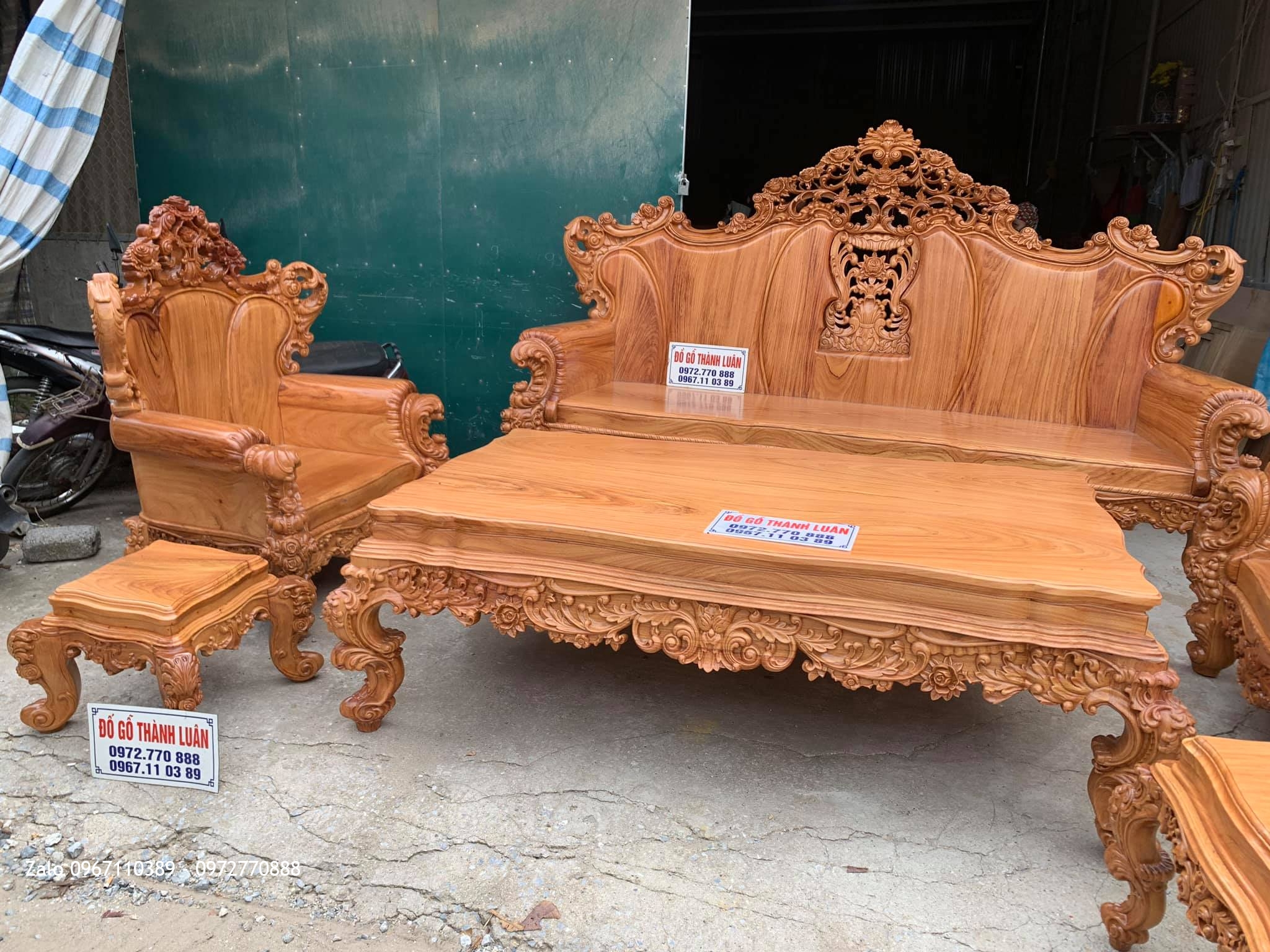 Bộ Ghế Hoàng Gia (Louis) Khủng Gỗ Gõ Tại KĐT Đặng Xá Gia Lâm HN::