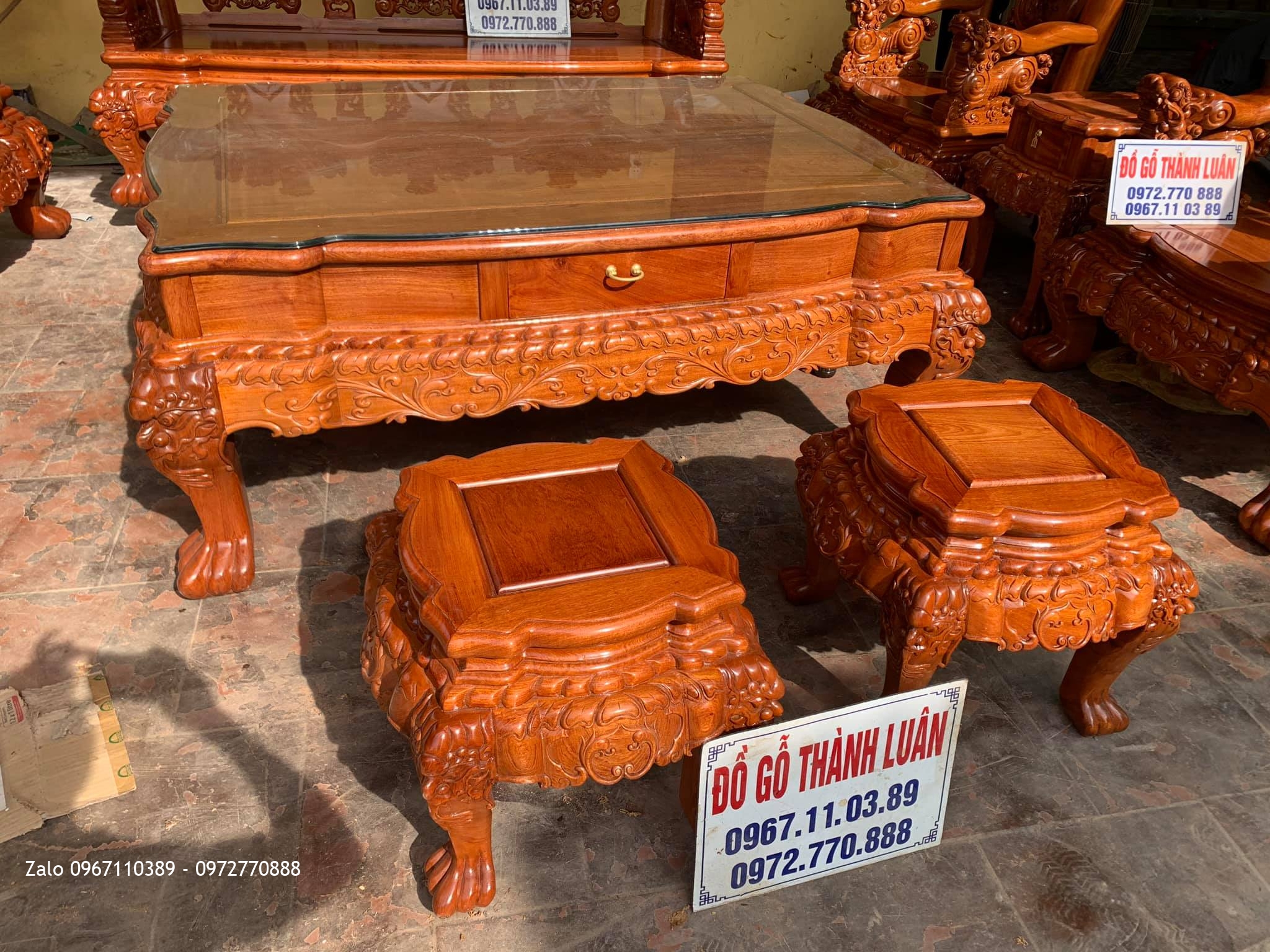 Bộ Ghế Minh Quốc Nghê Yếm Cong Gỗ Hương Vip 2019. Chị Như Dũng Thạch Thất HN,