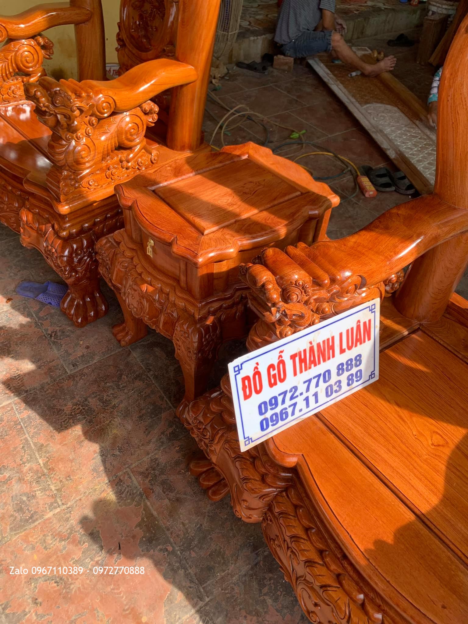 Bộ Ghế Minh Quốc Nghê Yếm Cong Gỗ Hương Vip 2019. Chị Như Dũng Thạch Thất HN::