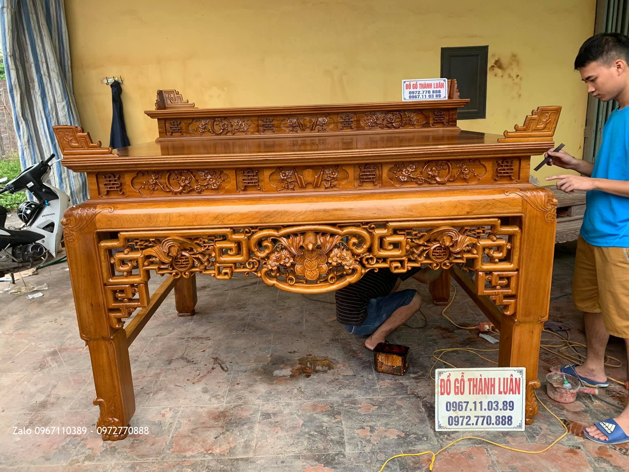 Bàn Thờ Triện Phúc Thọ Nhị Cấp Vip Gỗ Gụ. A Lực Chương Mỹ HN