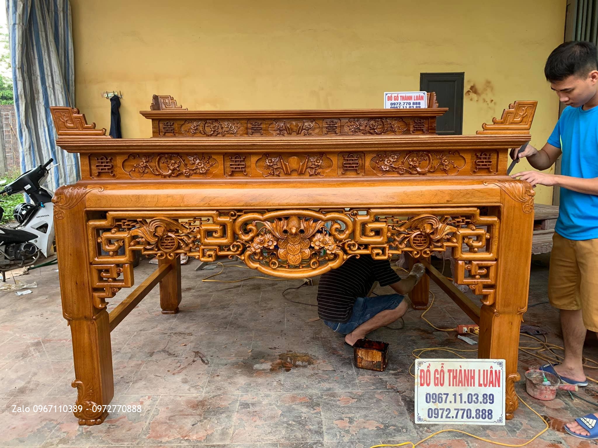 Bàn Thờ Triện Phúc Thọ Nhị Cấp Vip Gỗ Gụ. A Lực Chương Mỹ HN