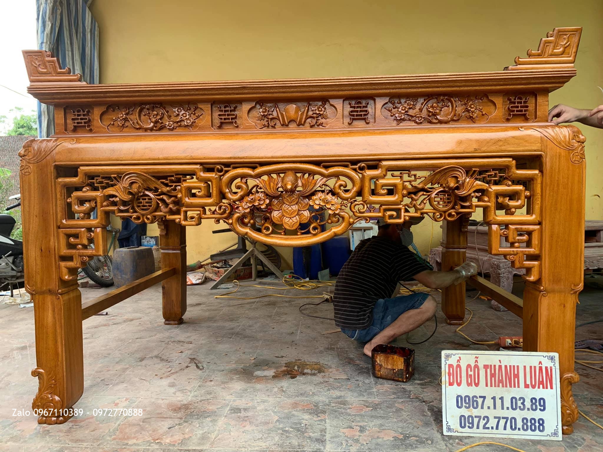 Bàn Thờ Triện Phúc Thọ Nhị Cấp Vip Gỗ Gụ. A Lực Chương Mỹ HN.