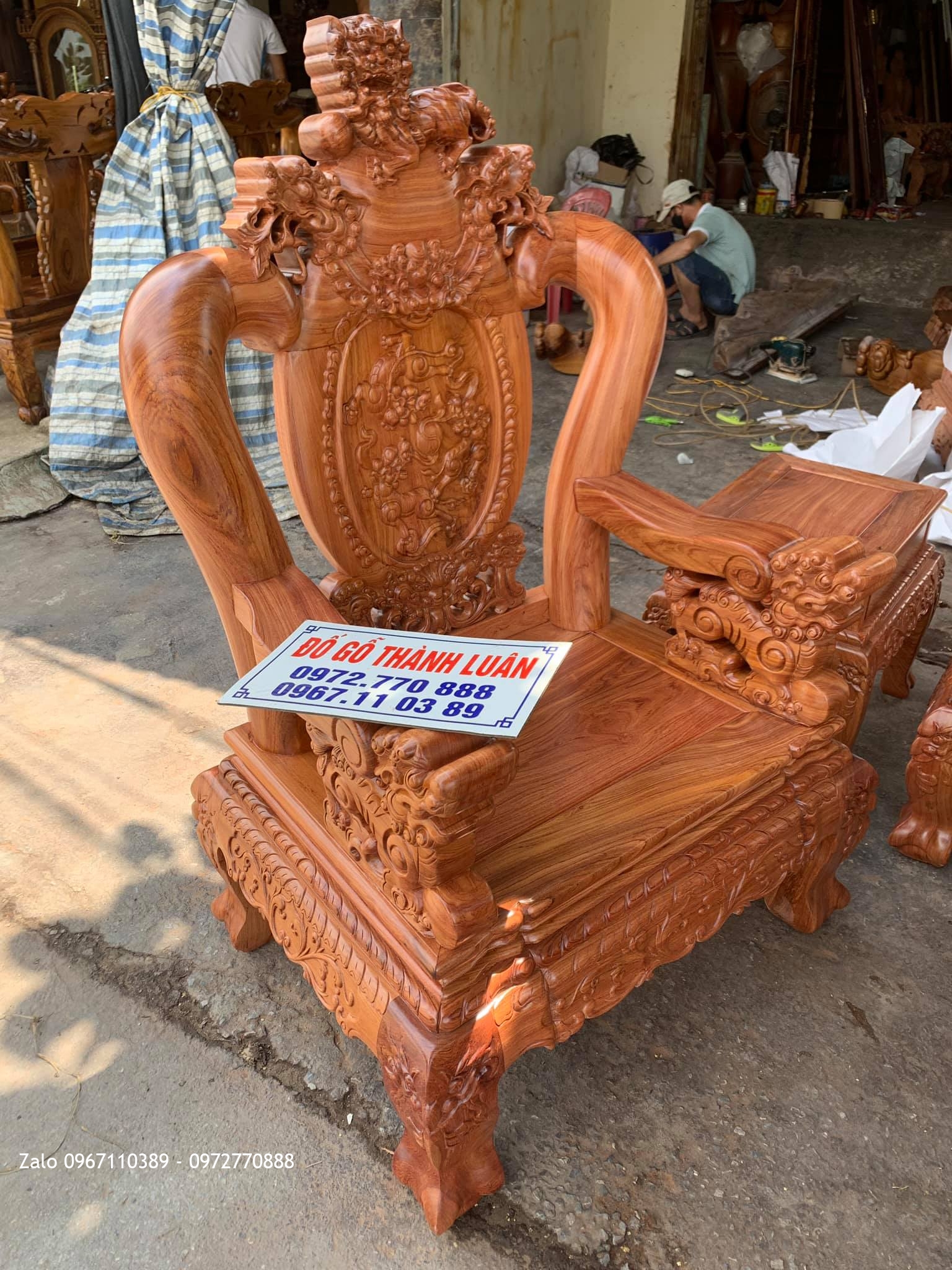 Bộ Ghế Nghê Bảo Đỉnh Gỗ Hương Đá Víp Bán Cho Chị Dung Thái Bình