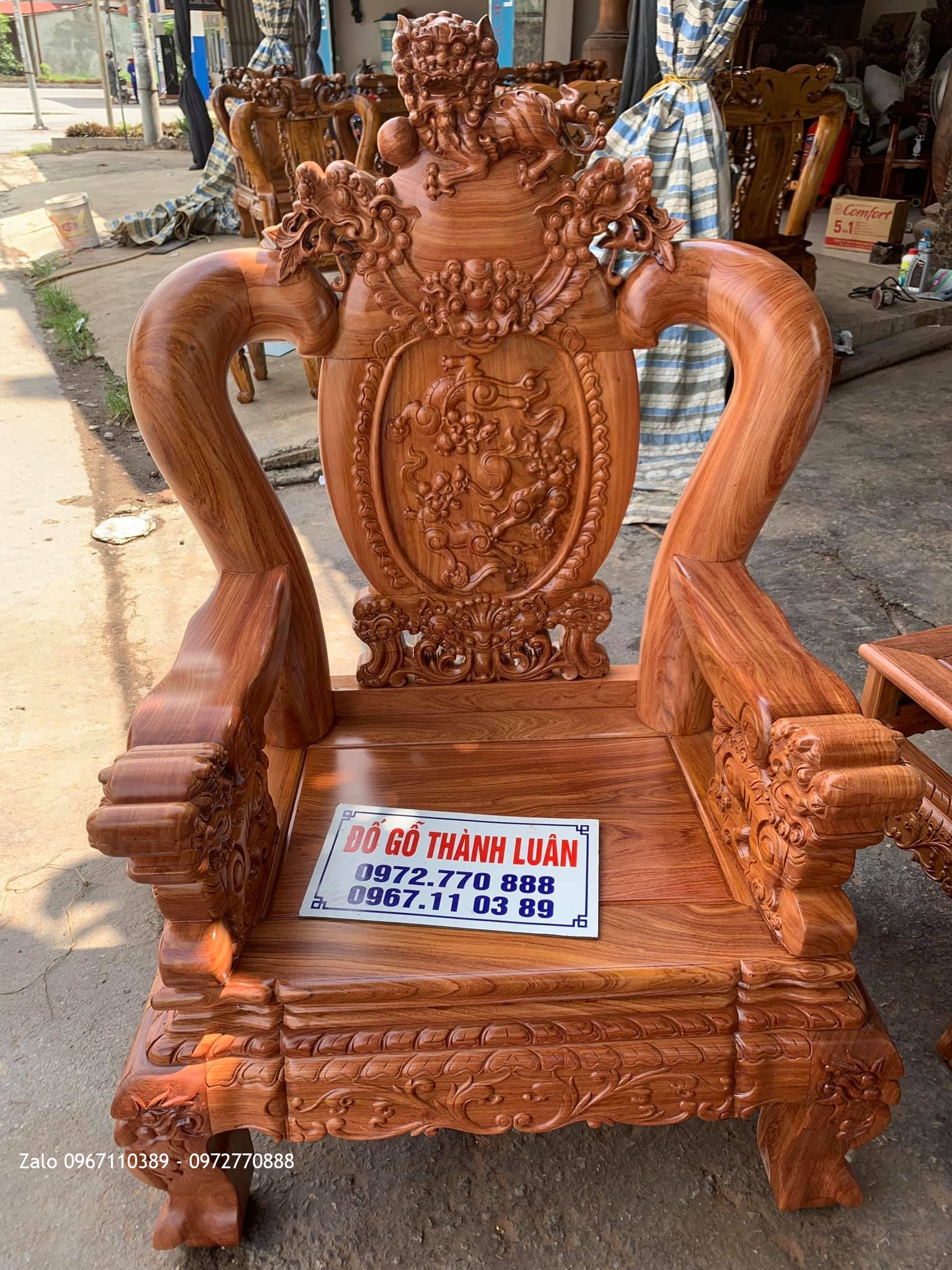 Bộ Ghế Nghê Bảo Đỉnh Gỗ Hương Đá Víp Bán Cho Chị Dung Thái Bình