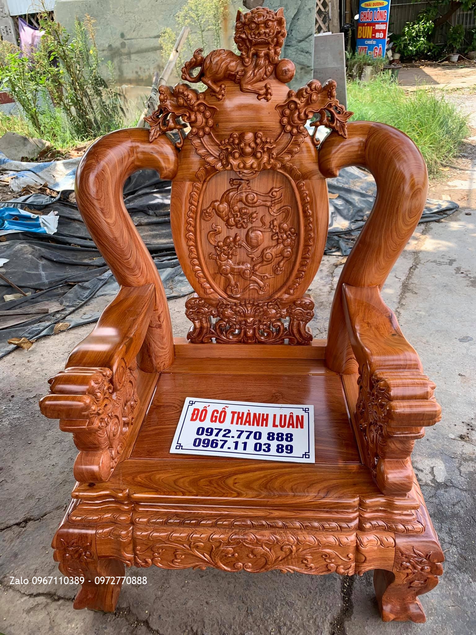 Bộ Ghế Nghê Bảo Đỉnh Gỗ Hương Đá Víp Bán Cho Chị Dung Thái Bình.