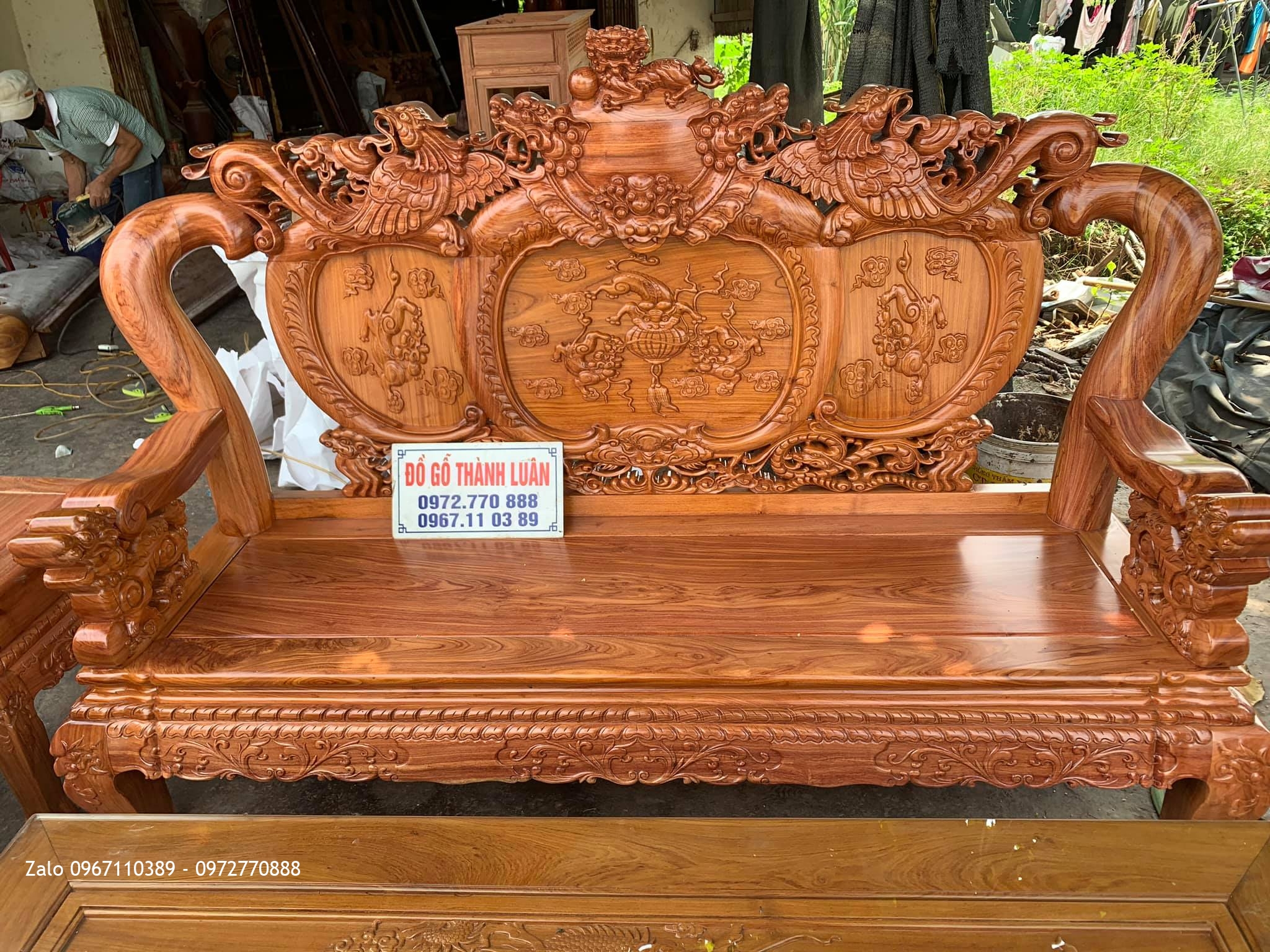 Bộ Ghế Nghê Bảo Đỉnh Gỗ Hương Đá Víp Bán Cho Chị Dung Thái Bình