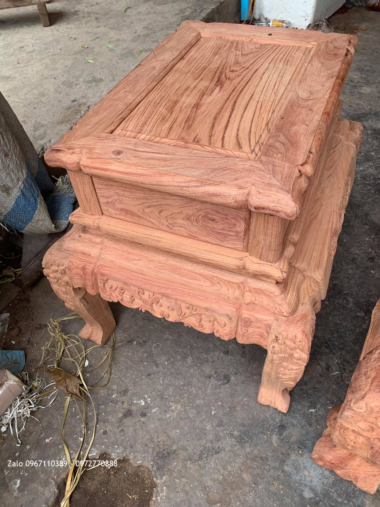 Bộ Bàn Ghế Nghê Bảo Đỉnh Gỗ Hương Đá Víp Cột 12 Gồm 6 Món.,,,