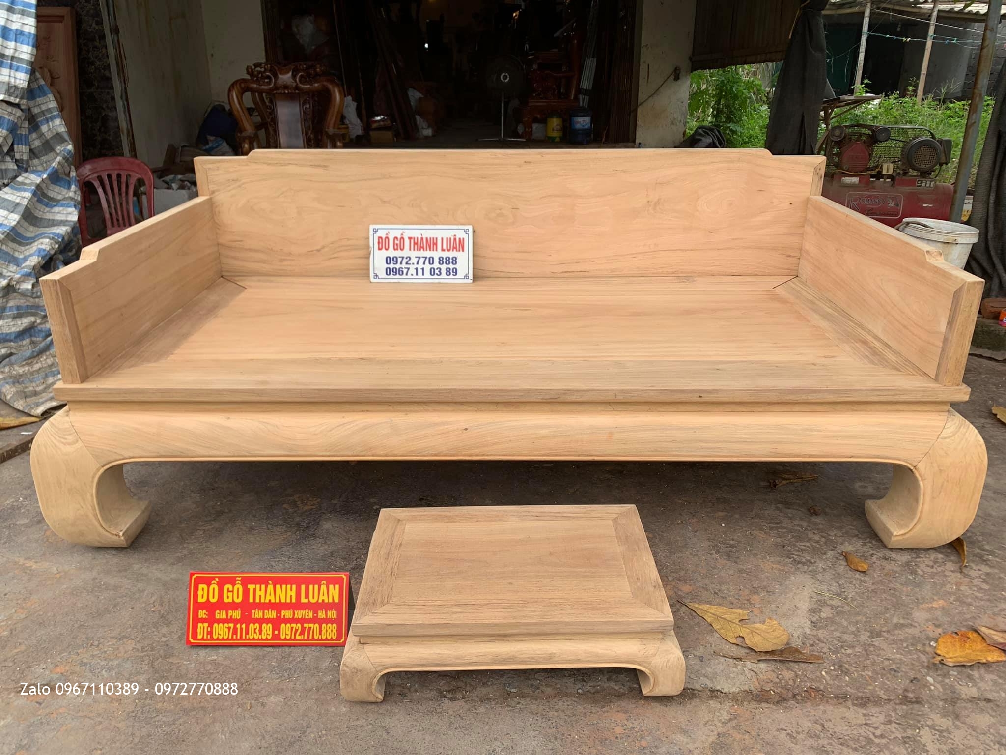 Sập 3 Thành Gỗ Gụ Mẫu Chân Quỳ Vách Tựa Liền Khối. Khách Hàng TPHCM