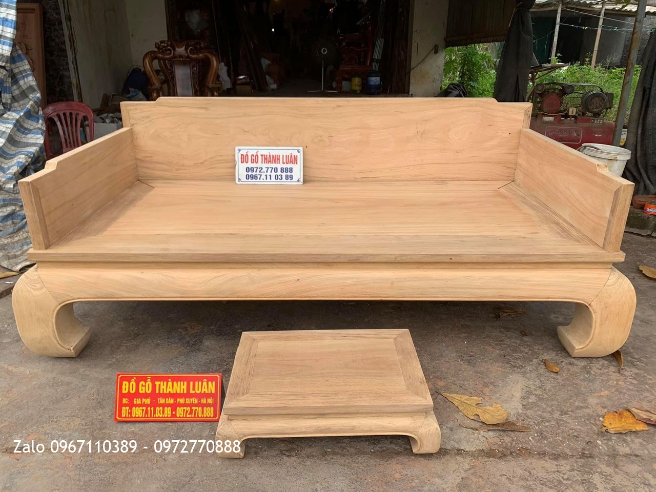 Sập 3 Thành Gỗ Gụ Mẫu Chân Quỳ Vách Tựa Liền Khối. Khách Hàng TPHCM