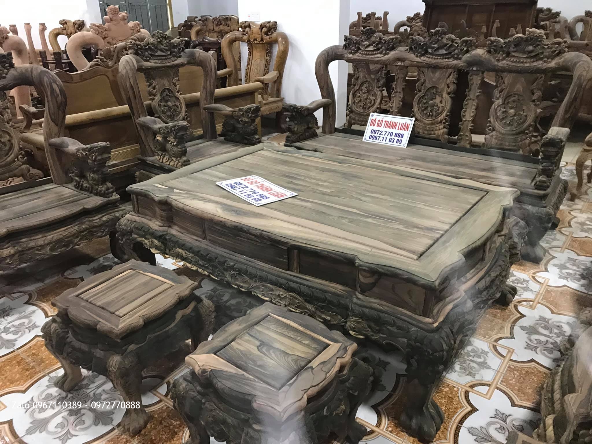 Bộ Ghế Minh Nghê Gỗ Mun Cột 12 Chân 14