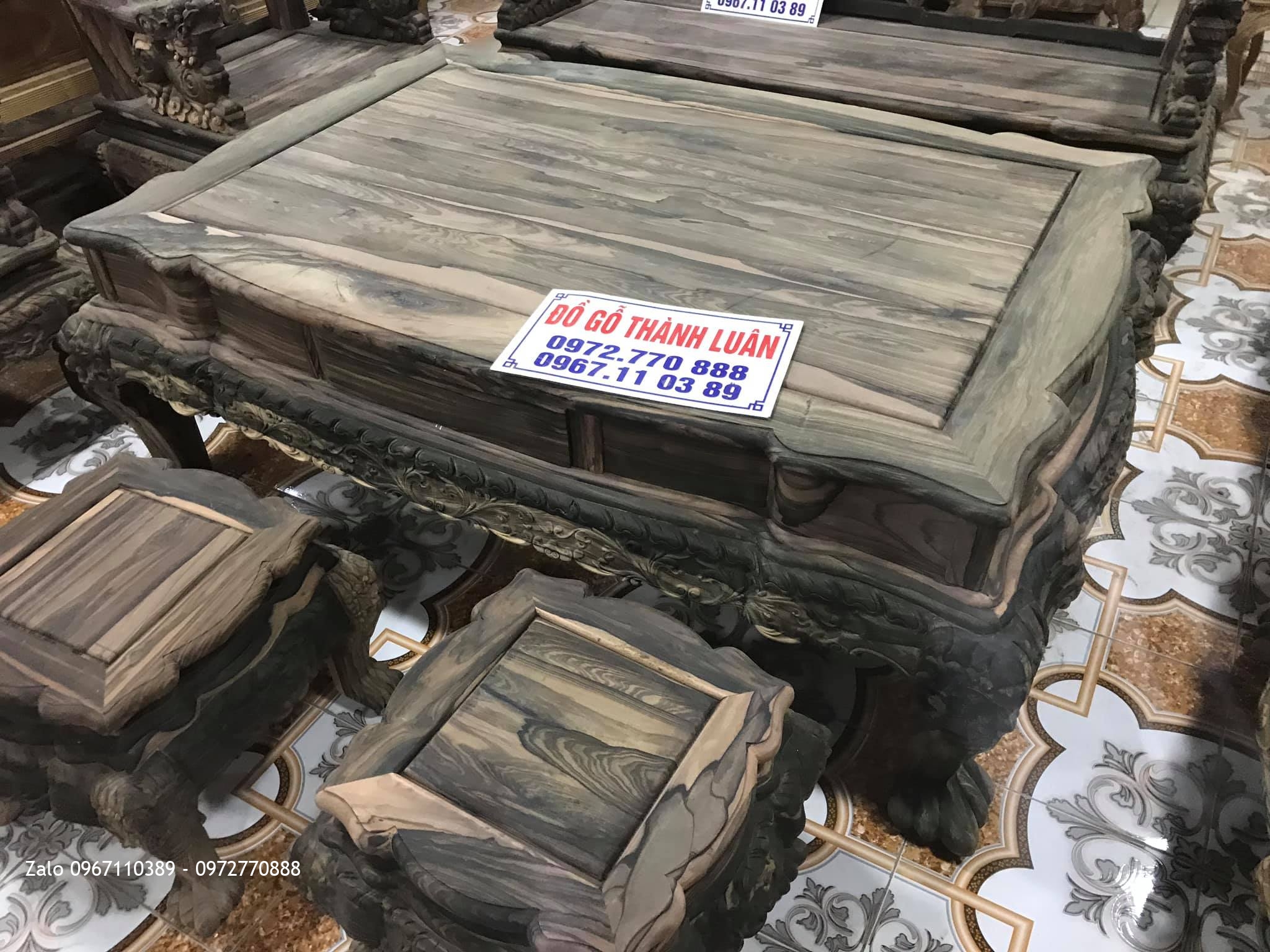 Bộ Ghế Minh Nghê Gỗ Mun Cột 12 Chân 14.