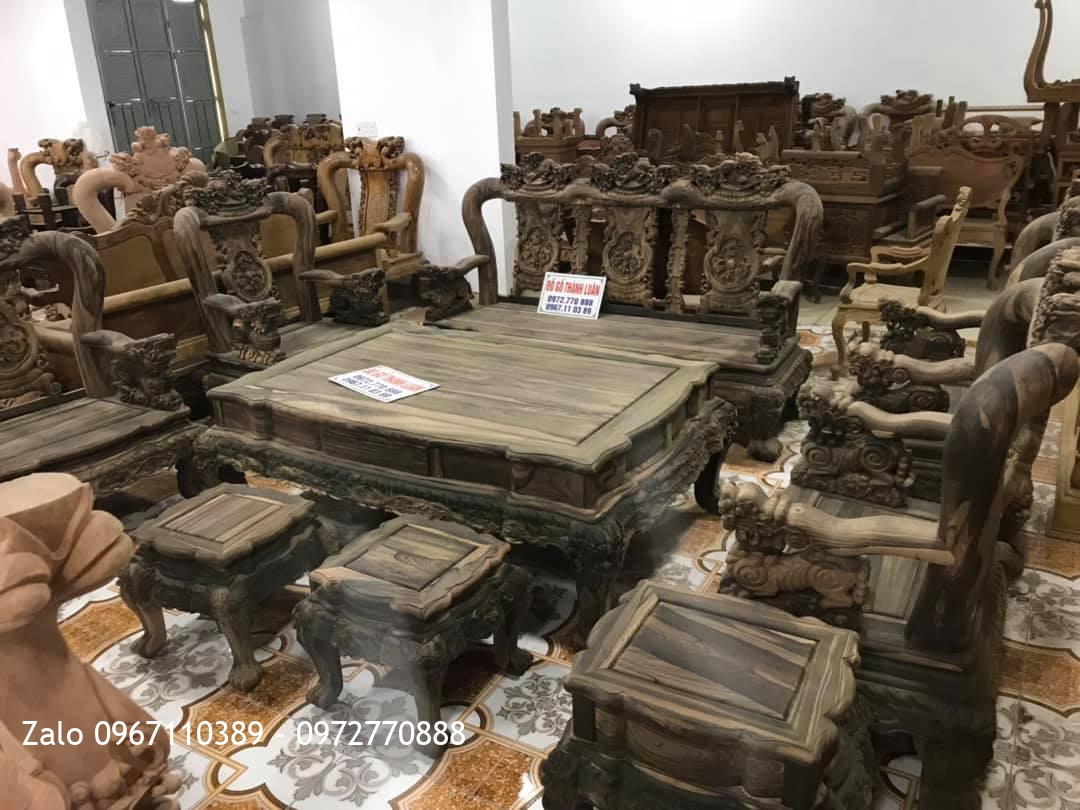 Bộ Ghế Minh Nghê Gỗ Mun Cột 12 Chân 14