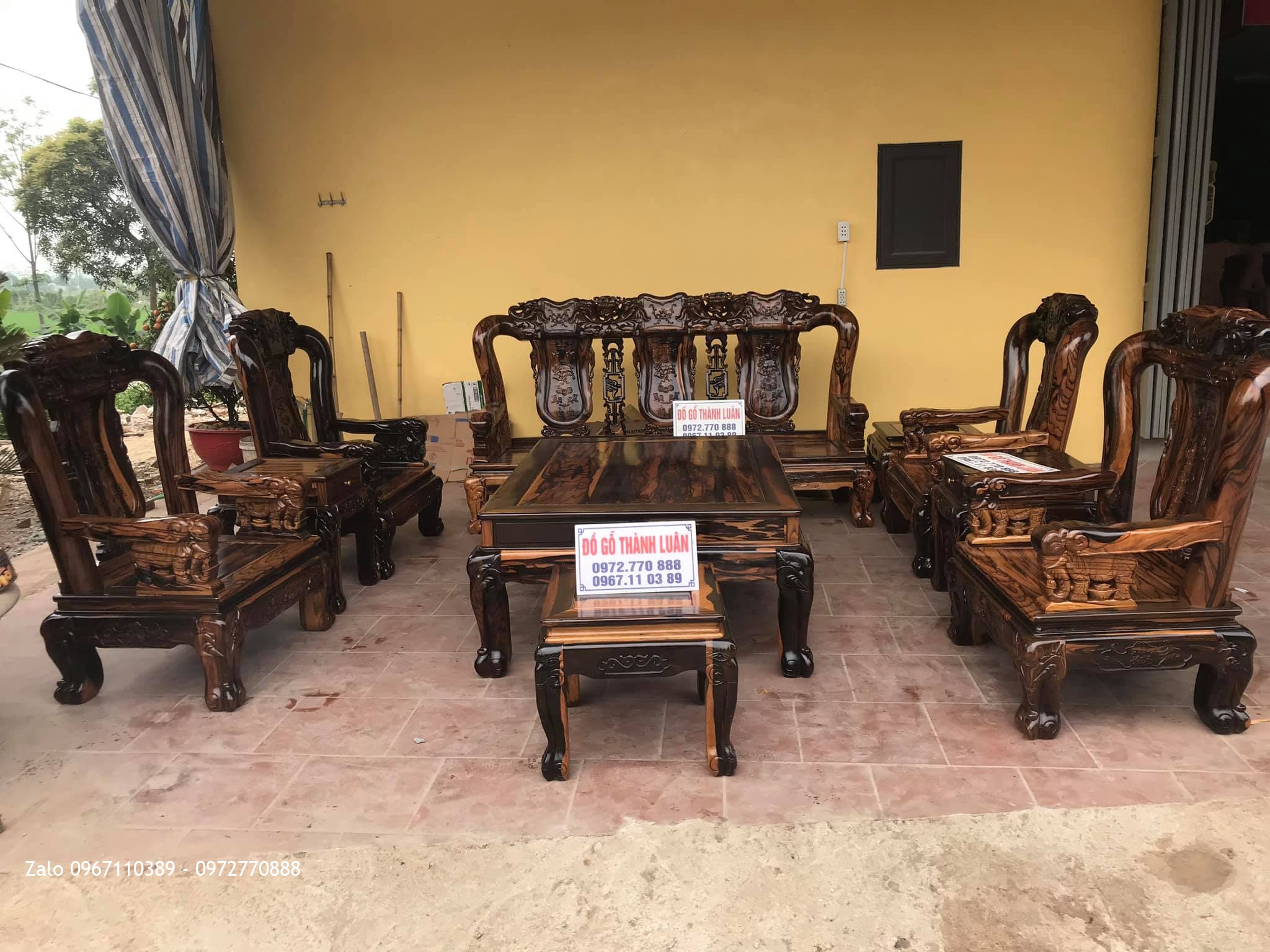 Bộ Bàn Ghế Minh Quốc Voi Gỗ Mun Cột 12. 10 Món. Bác Quế - Từ Liêm, Hà Nội