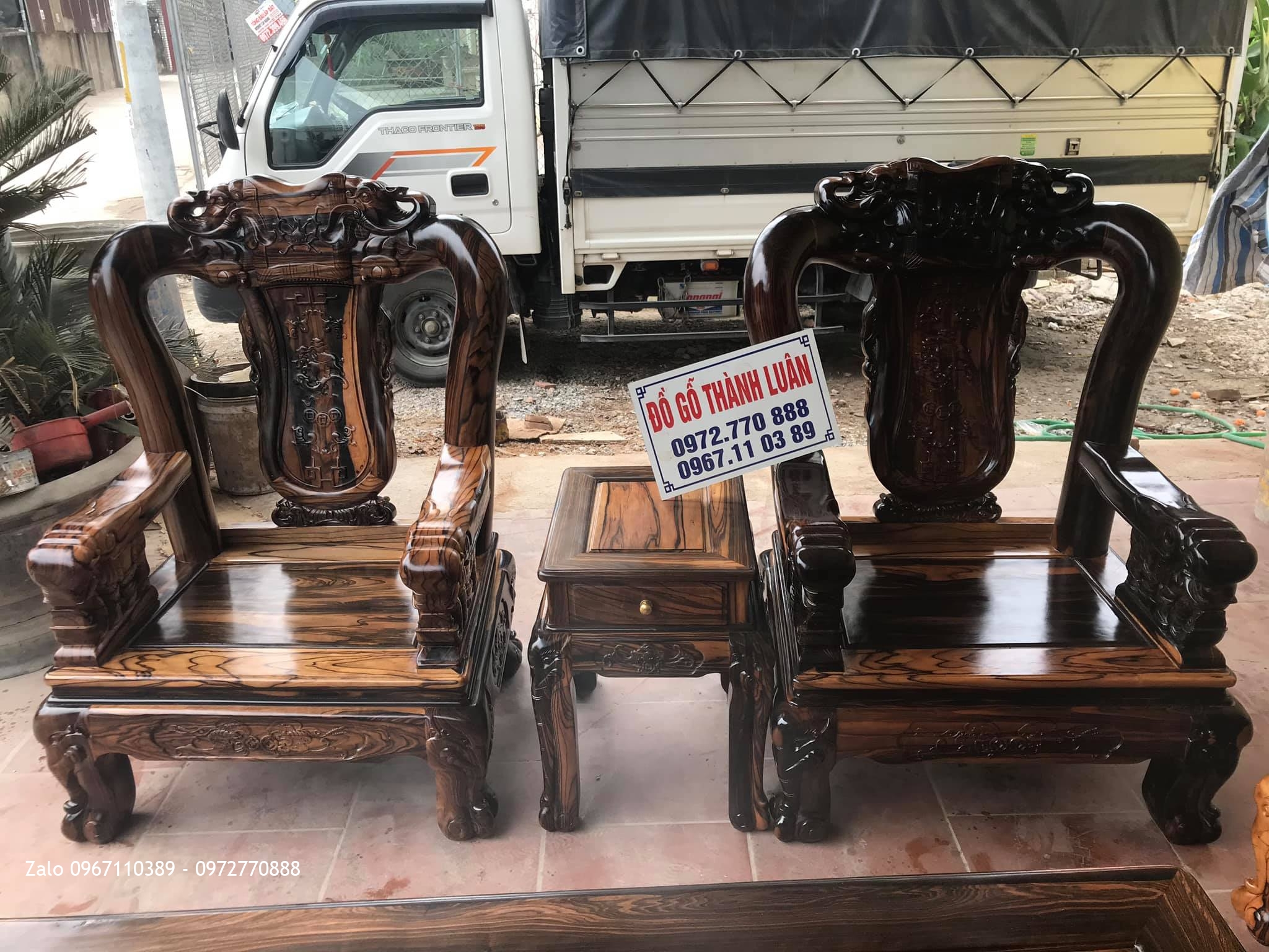 Bộ Bàn Ghế Minh Quốc Voi Gỗ Mun Cột 12. 10 Món. Bác Quế - Từ Liêm, Hà Nội,