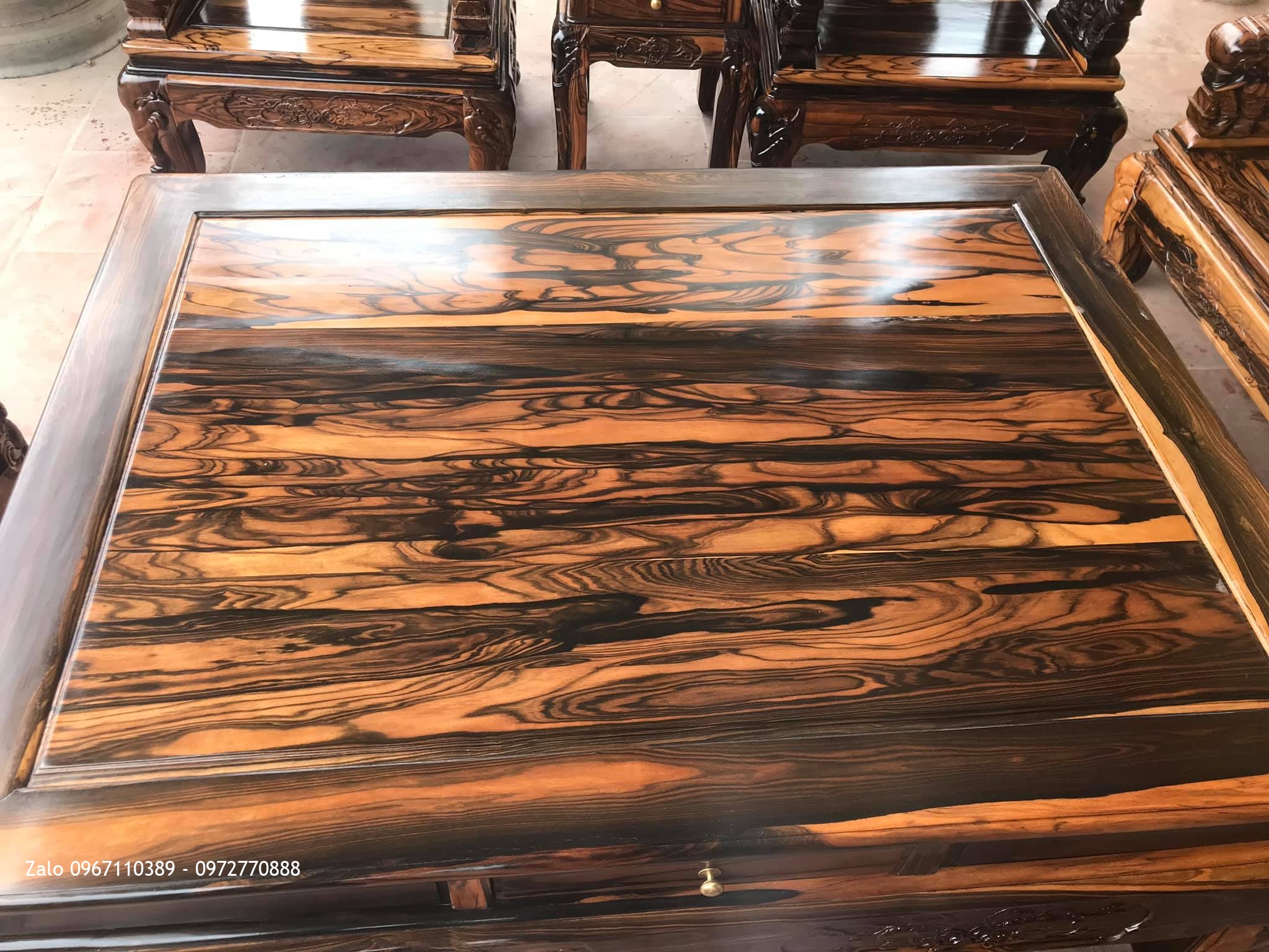 Bộ Bàn Ghế Minh Quốc Voi Gỗ Mun Cột 12. 10 Món. Bác Quế - Từ Liêm, Hà Nội,,