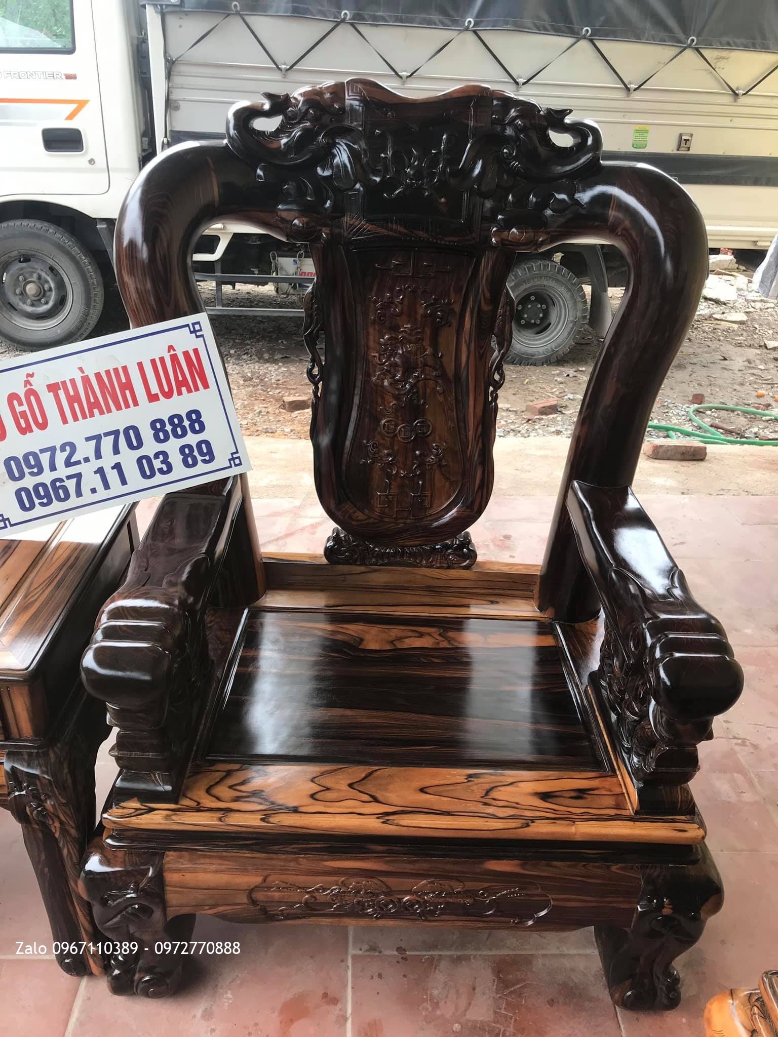 Bộ Bàn Ghế Minh Quốc Voi Gỗ Mun Cột 12. 10 Món. Bác Quế - Từ Liêm, Hà Nội,