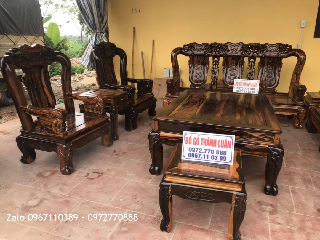 Bộ Bàn Ghế Minh Quốc Voi Gỗ Mun Cột 12. 10 Món. Bác Quế - Từ Liêm, Hà Nội