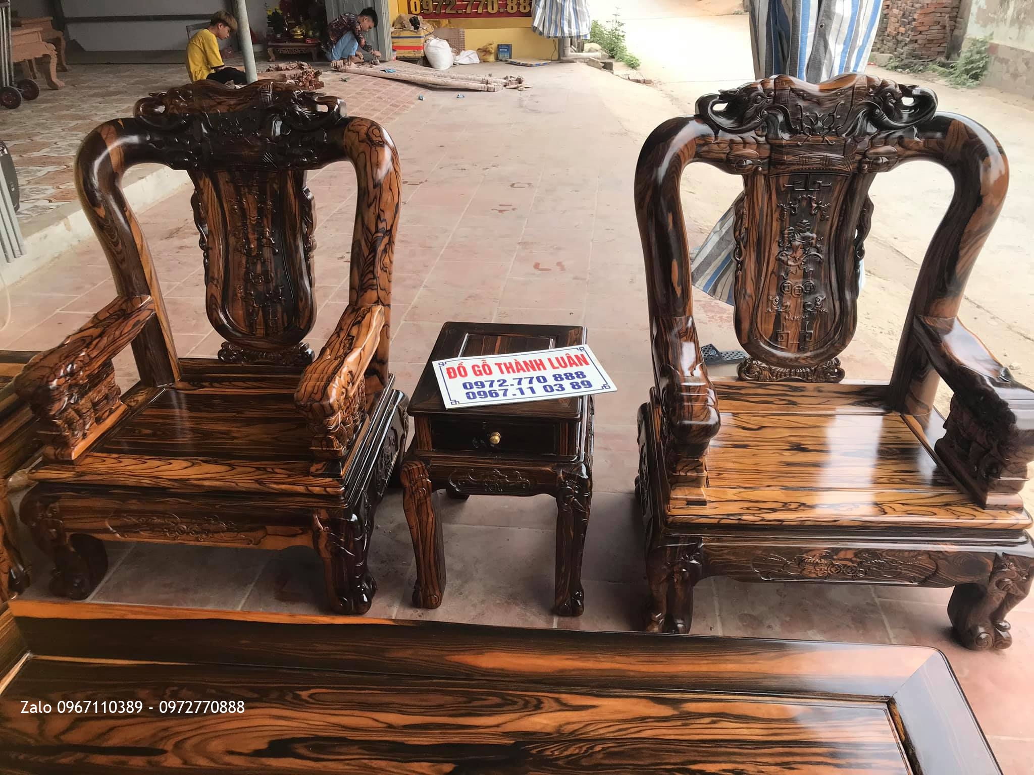 Bộ Bàn Ghế Minh Quốc Voi Gỗ Mun Cột 12. 10 Món. Bác Quế - Từ Liêm, Hà Nội: