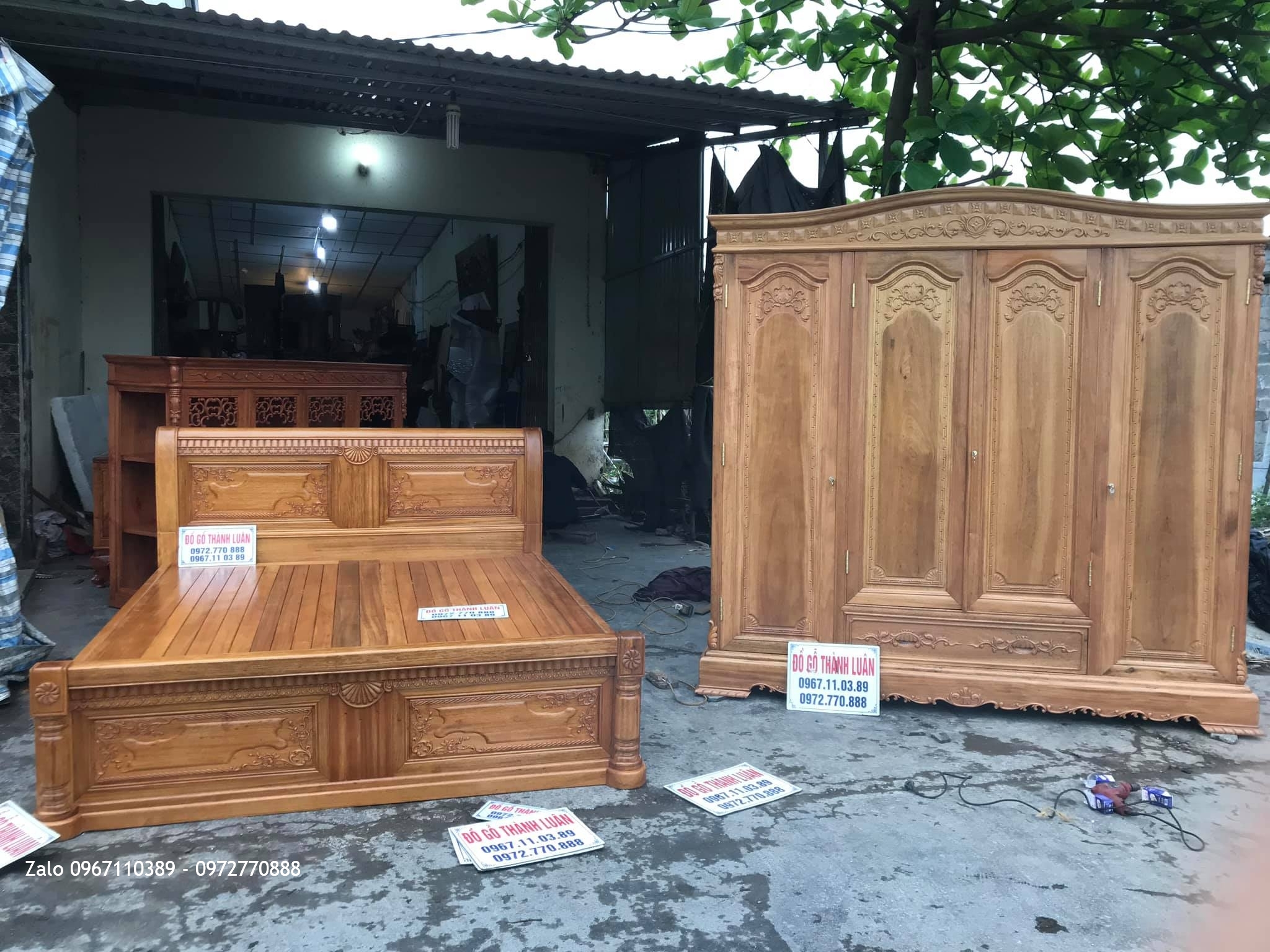Giường Chữ X, Tủ Áo 3 Buồng 4 Cánh Gỗ Gụ VÍP. Anh Dũng Phố Phạm Văn Đồng Tp Hà Nội