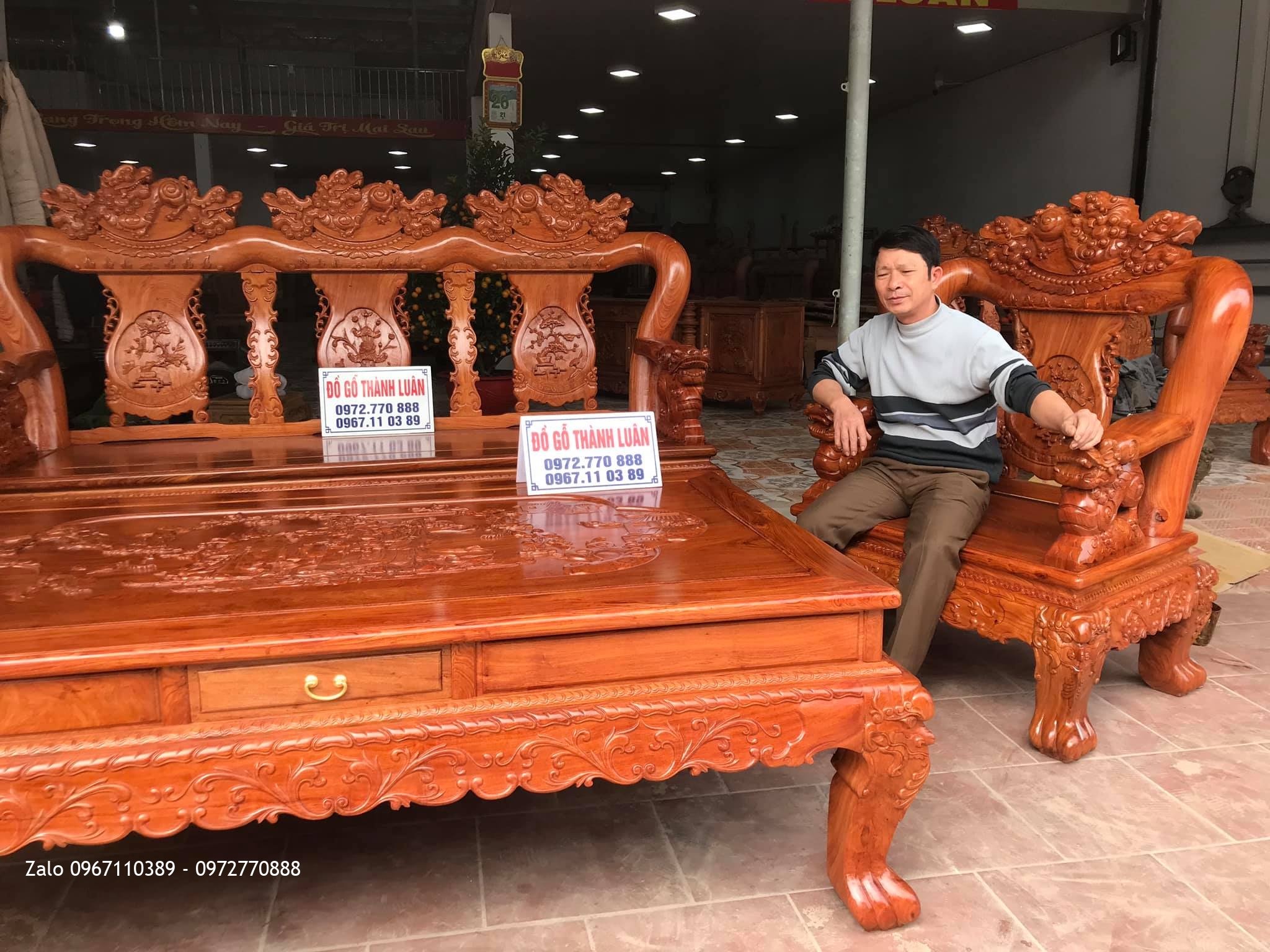 Bộ Ghế Minh Nghê Gỗ Hương Cột 14 Vip. Chú Thanh Trì - Bình Đà, Thanh Oai, HN