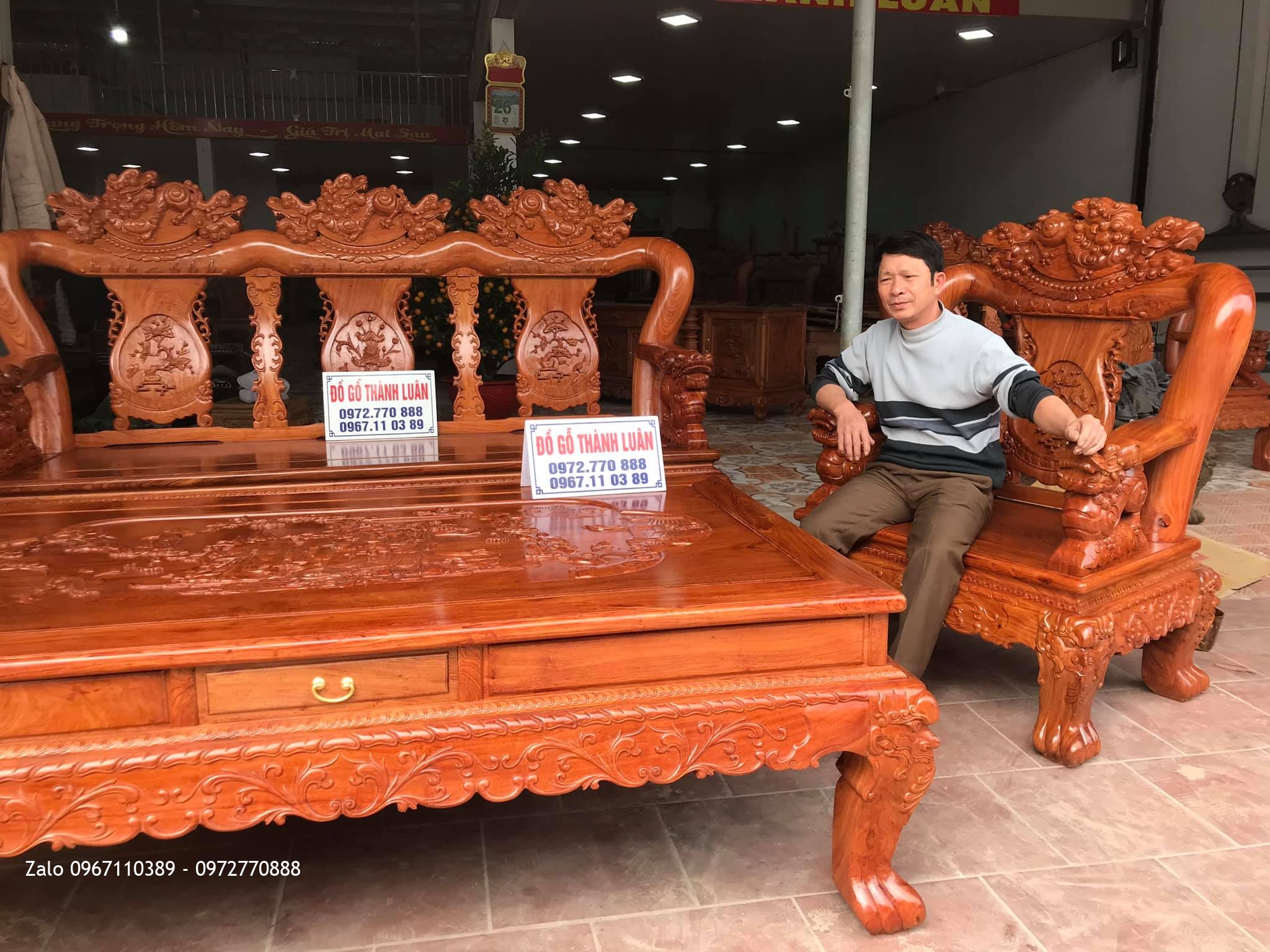 Bộ Ghế Minh Nghê Gỗ Hương Cột 14 Vip. Chú Thanh Trì - Bình Đà, Thanh Oai, HN