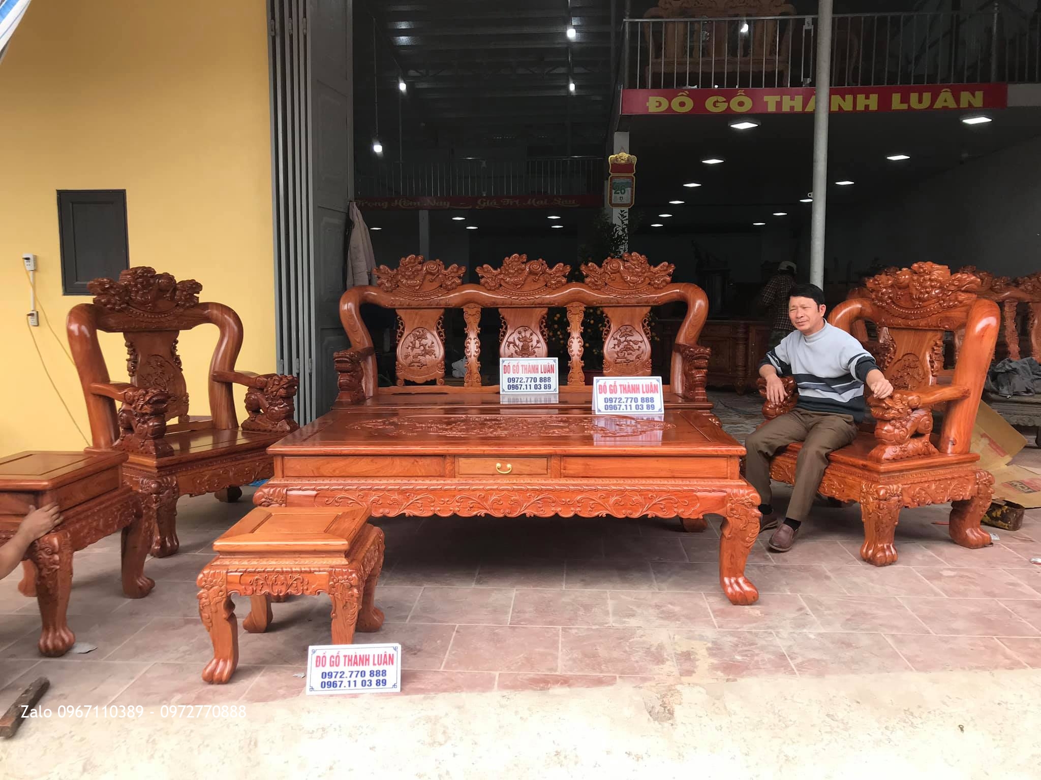 Bộ Ghế Minh Nghê Gỗ Hương Cột 14 Vip. Chú Thanh Trì - Bình Đà, Thanh Oai, HN..