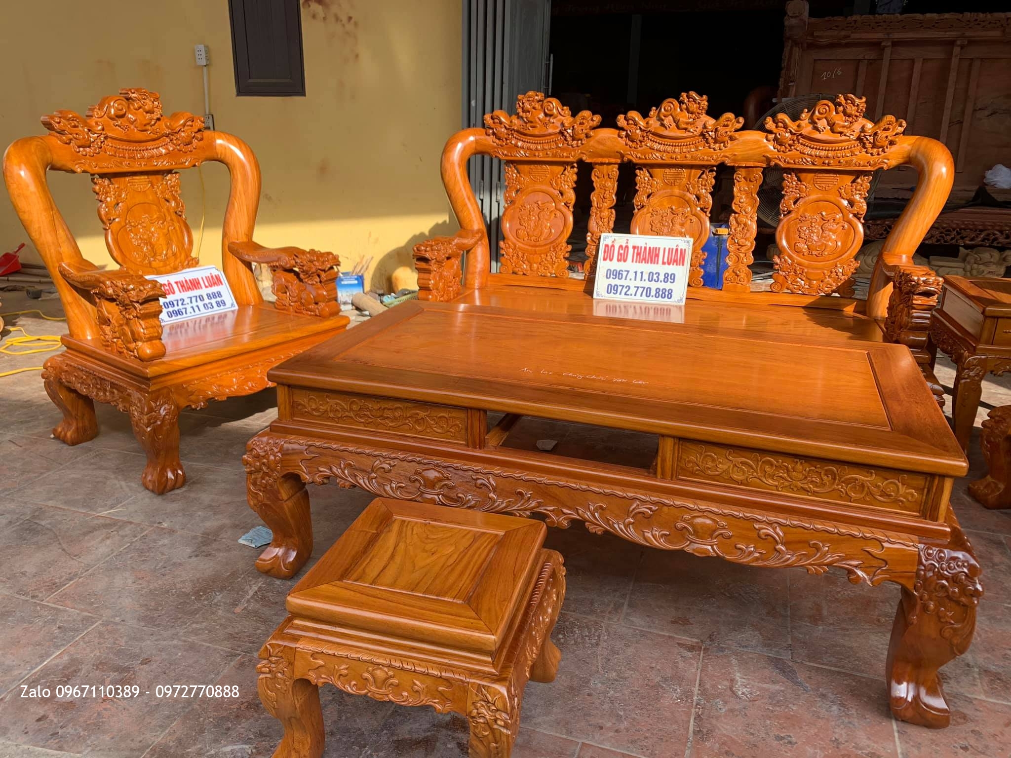 Bộ Bàn Ghế Minh Quốc Đào Gỗ Gõ Đỏ Siêu Dày. Anh Tuân- An Lạc, Văn Lâm, Hưng Yên