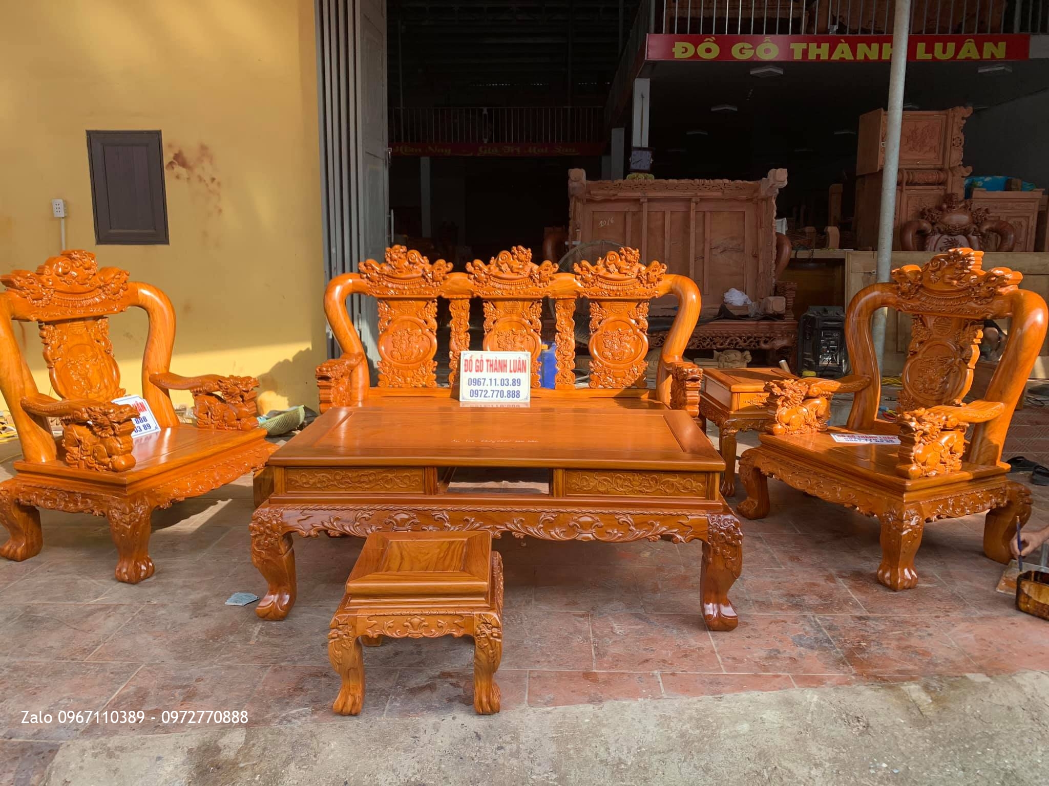 Bộ Bàn Ghế Minh Quốc Đào Gỗ Gõ Đỏ Siêu Dày. Anh Tuân- An Lạc, Văn Lâm, Hưng Yên