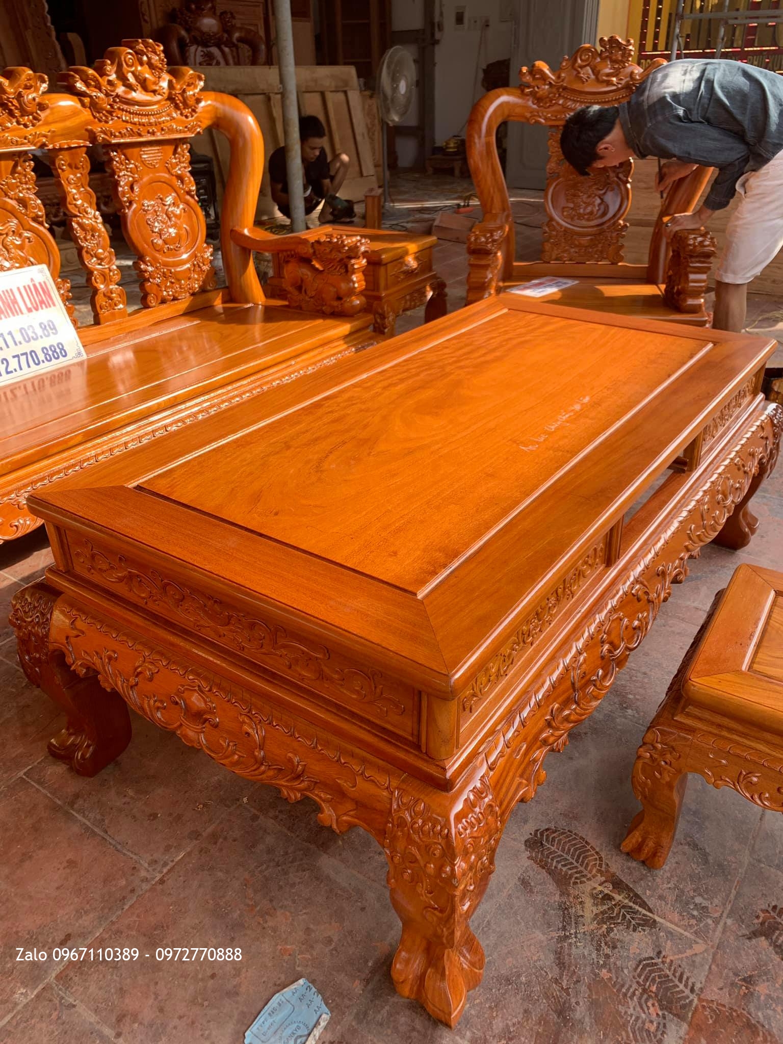 Bộ Bàn Ghế Minh Quốc Đào Gỗ Gõ Đỏ Siêu Dày. Anh Tuân- An Lạc, Văn Lâm, Hưng Yên,,