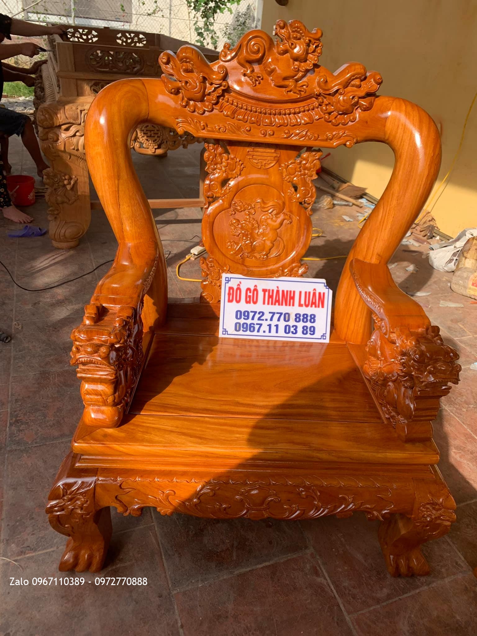 Bộ Bàn Ghế Minh Quốc Đào Gỗ Gõ Đỏ Siêu Dày. Anh Tuân- An Lạc, Văn Lâm, Hưng Yên,