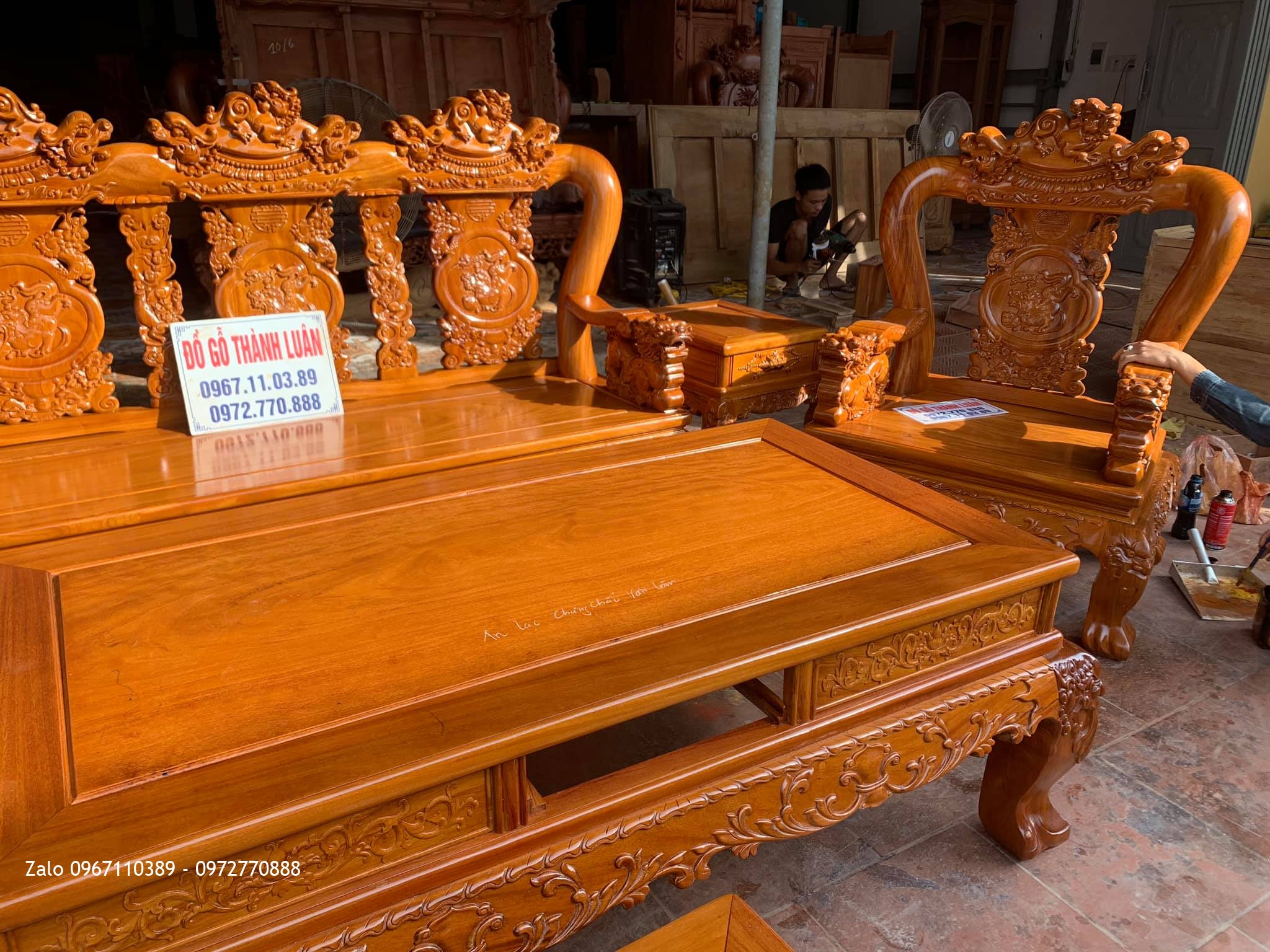 Bộ Bàn Ghế Minh Quốc Đào Gỗ Gõ Đỏ Siêu Dày. Anh Tuân- An Lạc, Văn Lâm, Hưng Yên.