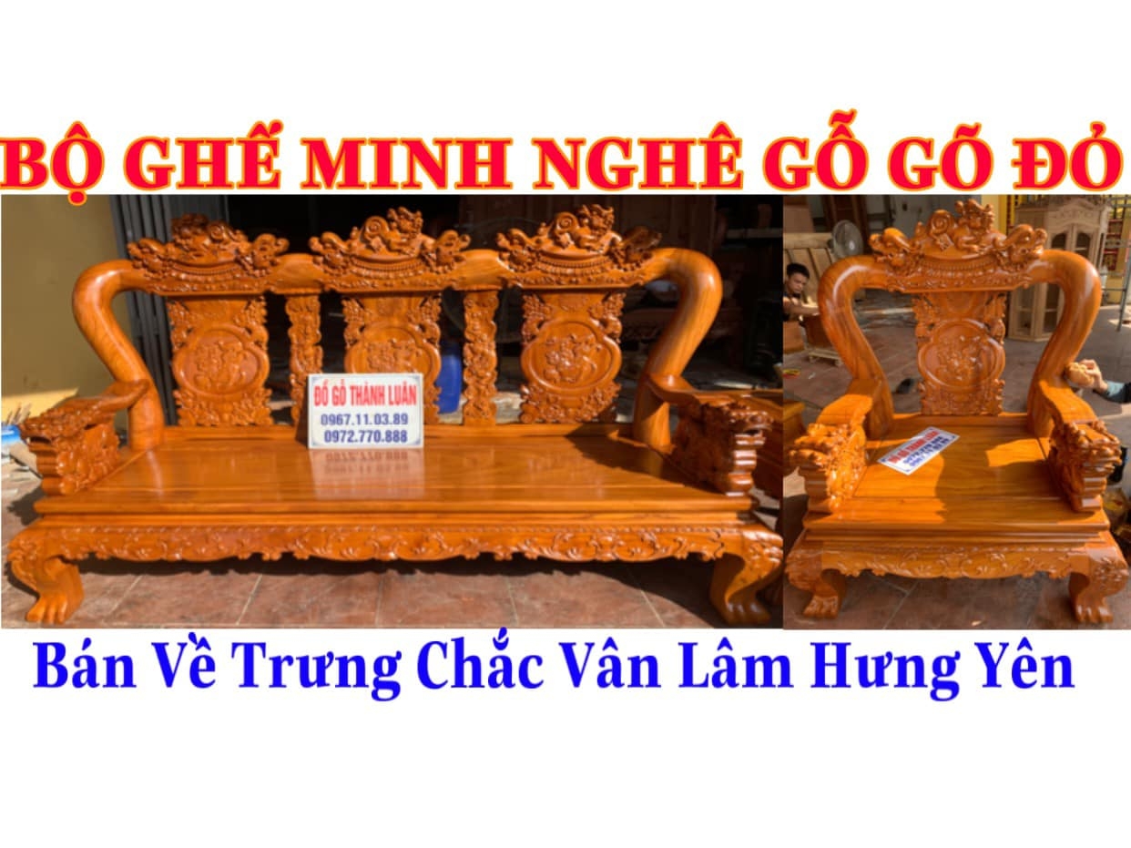 Bộ Bàn Ghế Minh Quốc Đào Gỗ Gõ Đỏ Siêu Dày. Anh Tuân- An Lạc, Văn Lâm, Hưng Yên..