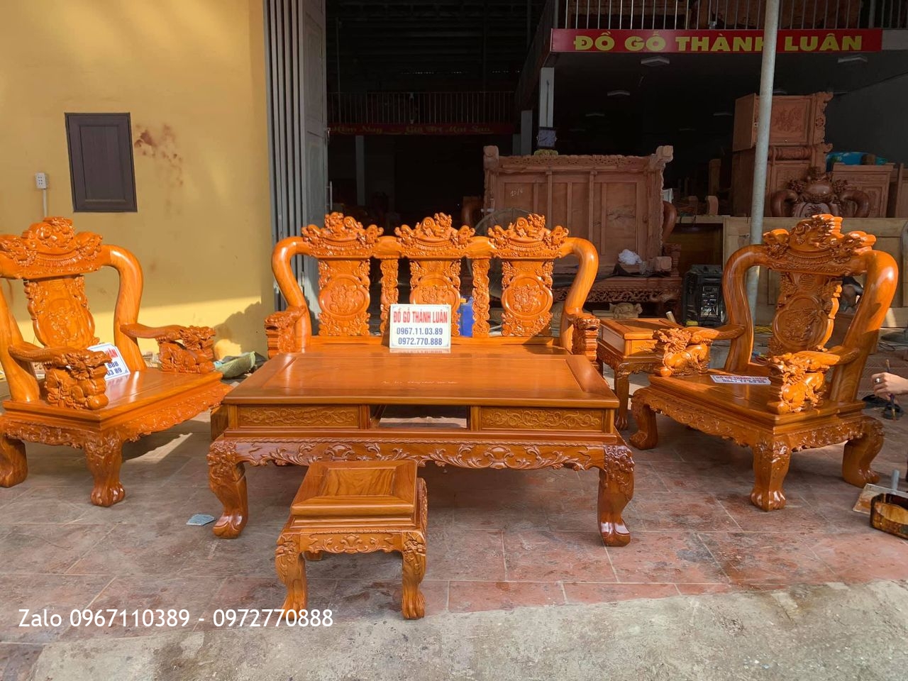 Bộ Bàn Ghế Minh Quốc Đào Gỗ Gõ Đỏ Siêu Dày. Anh Tuân- An Lạc, Văn Lâm, Hưng Yên