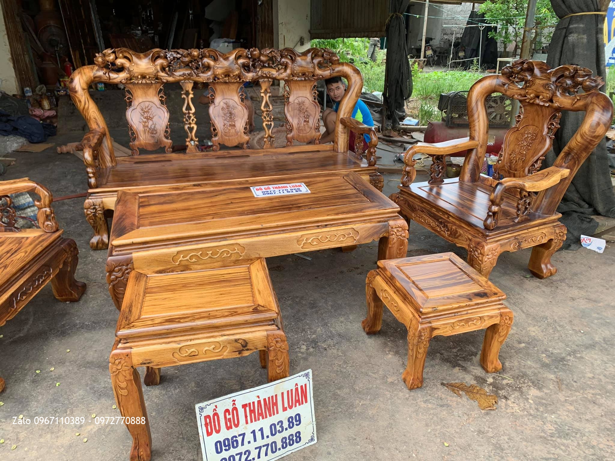 Bộ Bàn Ghế Gỗ Gụ Ta Quảng Bình. Anh Hoà - Đại Từ, Thái Nguyên.