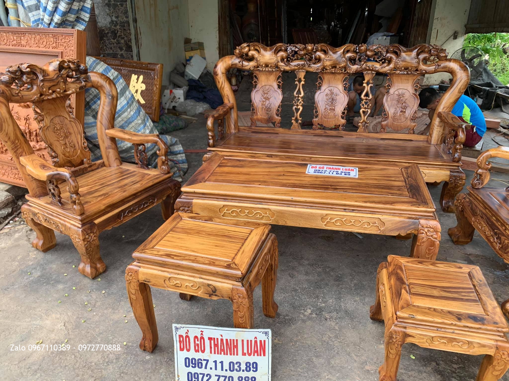 Bộ Bàn Ghế Gỗ Gụ Ta Quảng Bình. Anh Hoà - Đại Từ, Thái Nguyên.