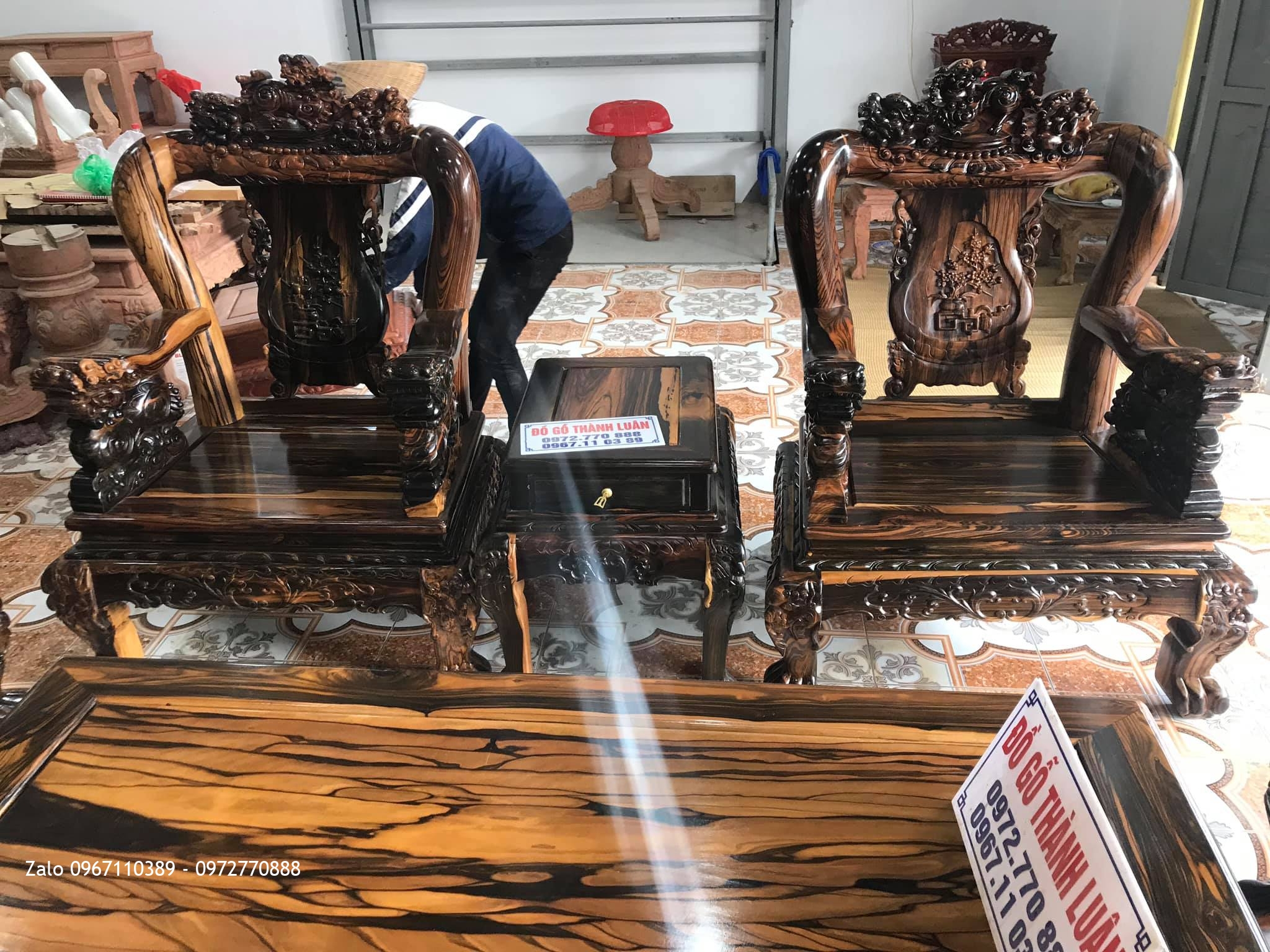 Bộ Ghế Minh Nghê, Kệ Tivi Gỗ Mun Vip. A Huy Tràng An, Bình Lục, Hà Nam.,