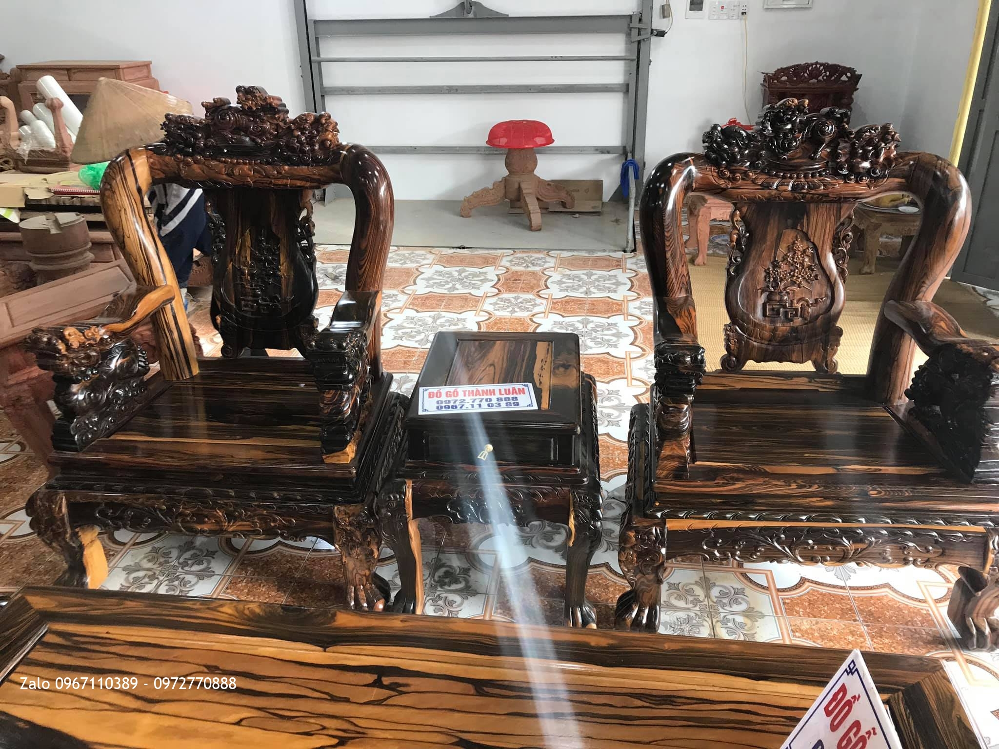 Bộ Ghế Minh Nghê, Kệ Tivi Gỗ Mun Vip. A Huy Tràng An, Bình Lục, Hà Nam..