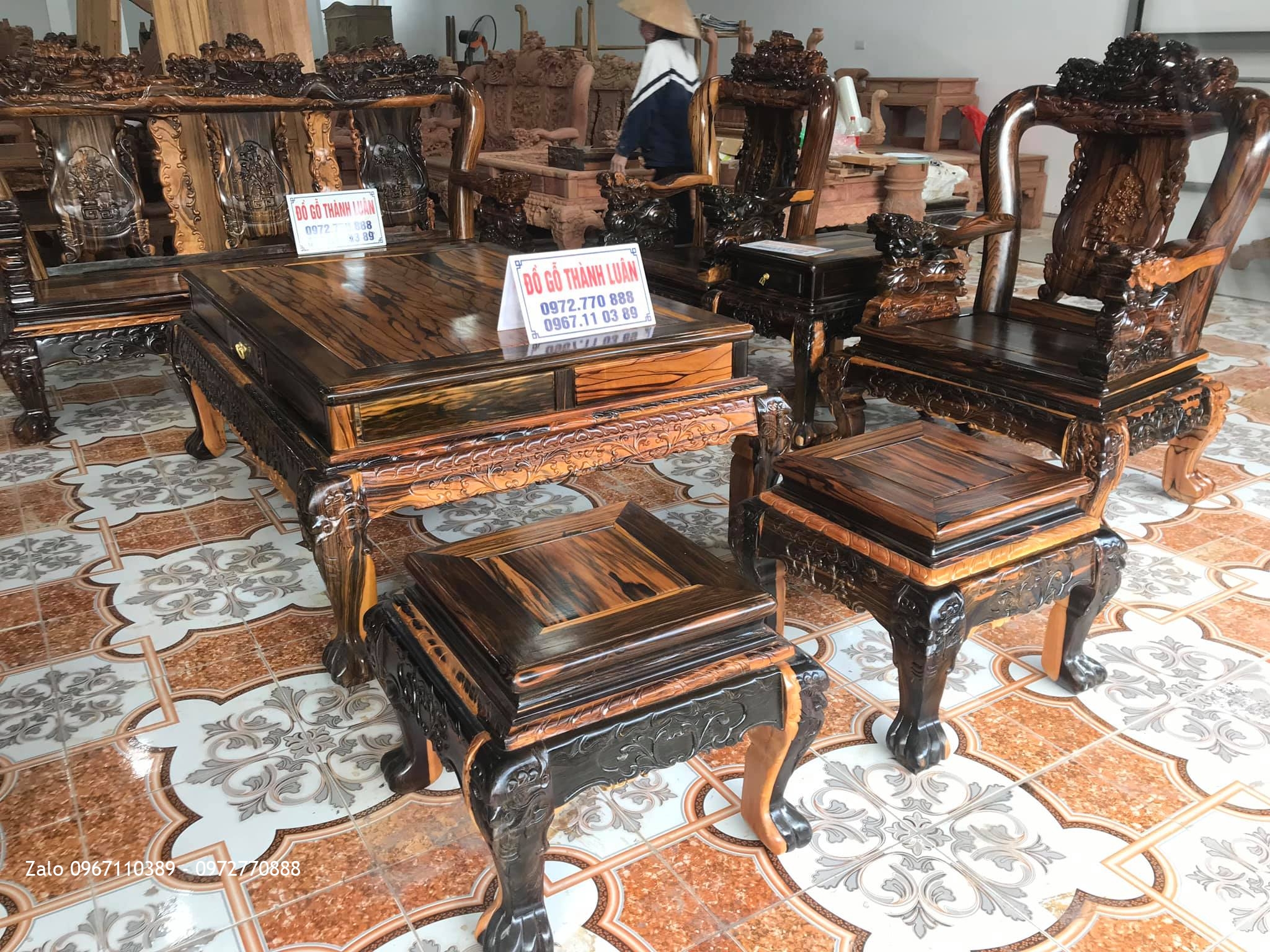 Bộ Ghế Minh Nghê, Kệ Tivi Gỗ Mun Vip. A Huy Tràng An, Bình Lục, Hà Nam: