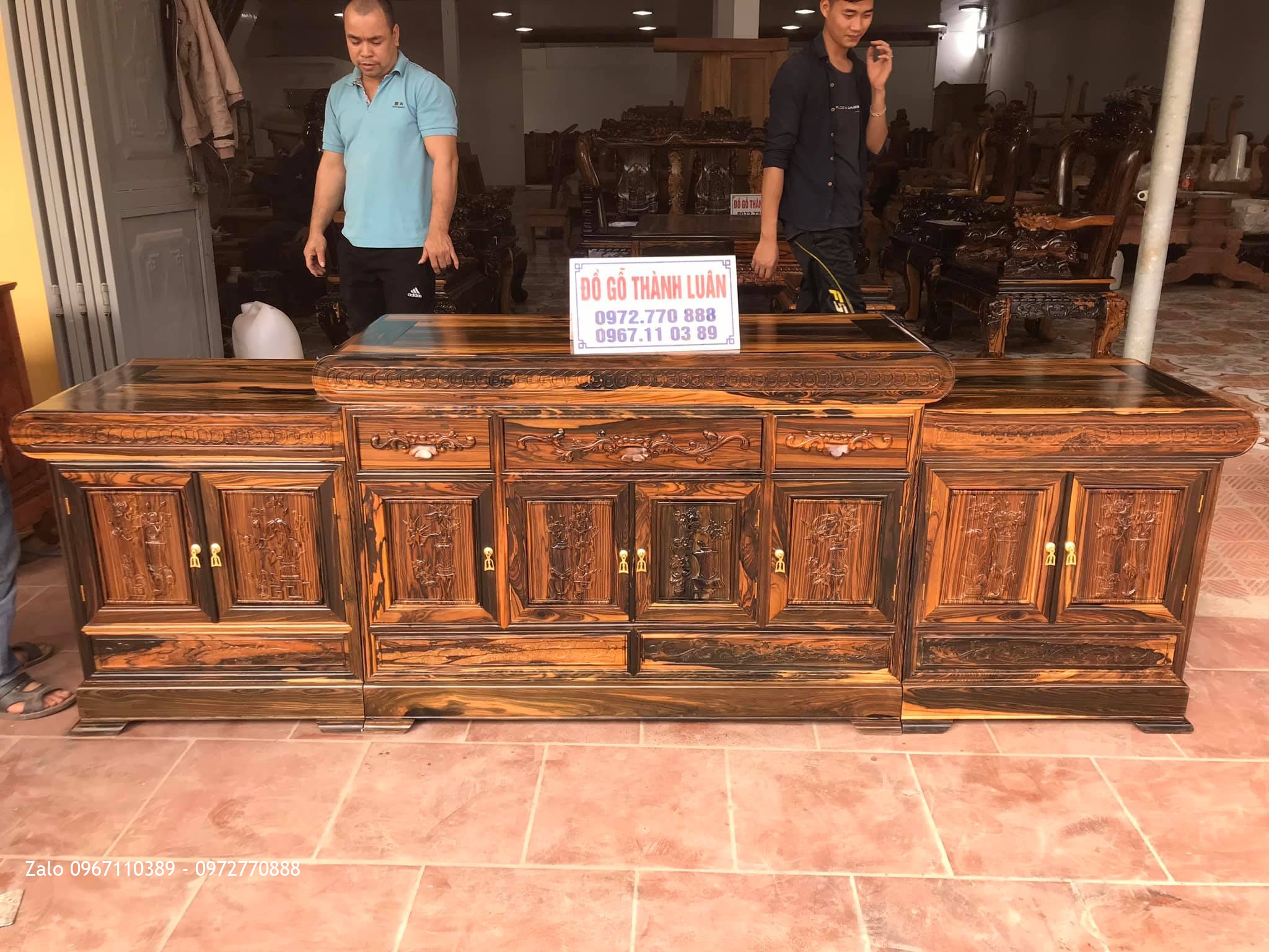 Bộ Ghế Minh Nghê, Kệ Tivi Gỗ Mun Vip. A Huy Tràng An, Bình Lục, Hà Nam::