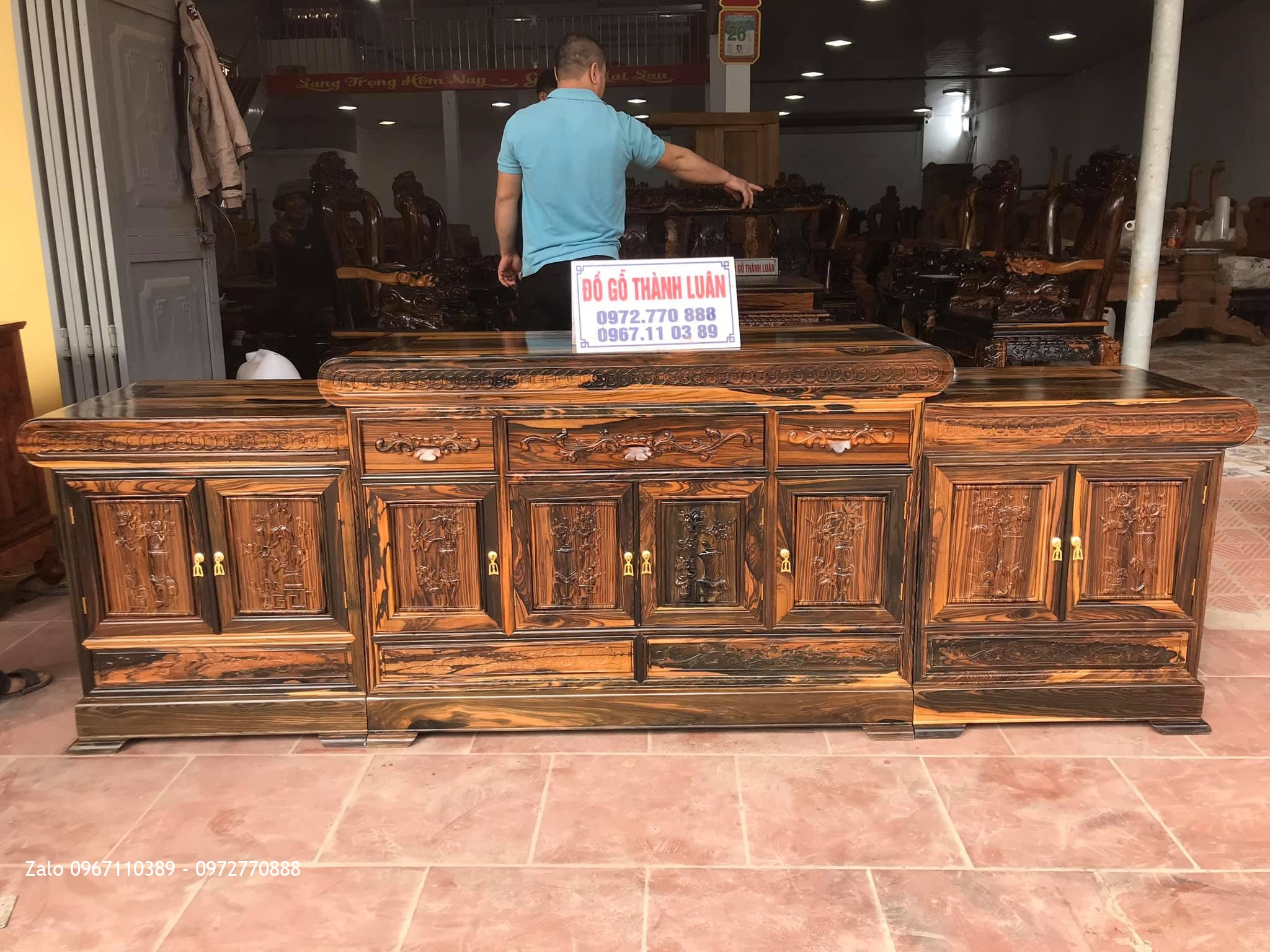 Bộ Ghế Minh Nghê, Kệ Tivi Gỗ Mun Vip. A Huy Tràng An, Bình Lục, Hà Nam::.