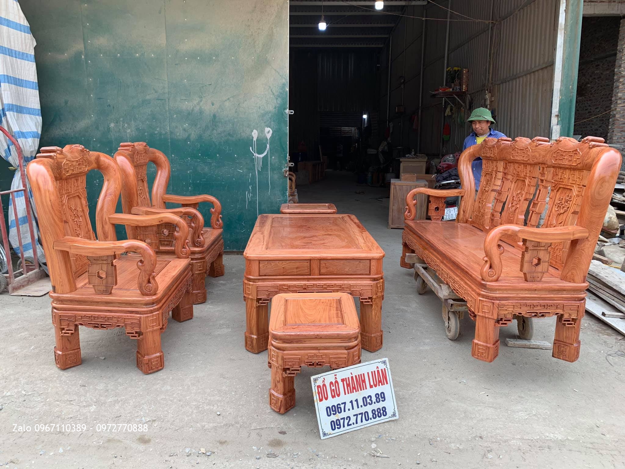 Bộ Bàn Quốc Triện Gỗ Hương Đá. Khách Bắc Ninh