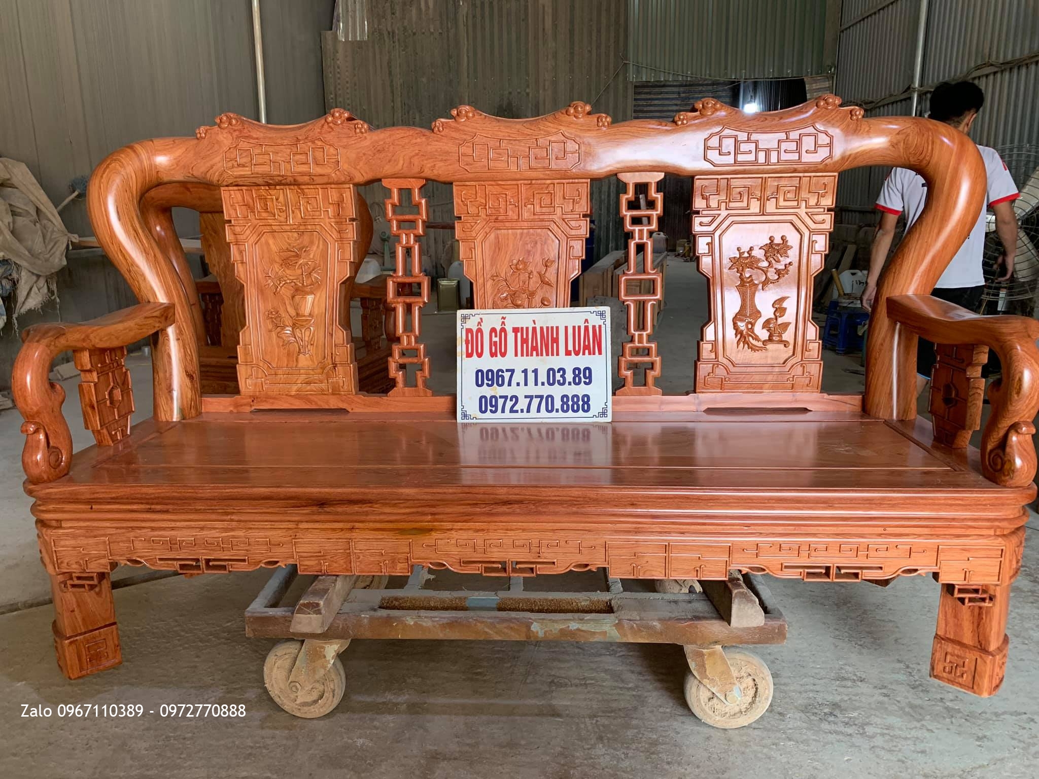 Bộ Bàn Quốc Triện Gỗ Hương Đá. Khách Bắc Ninh