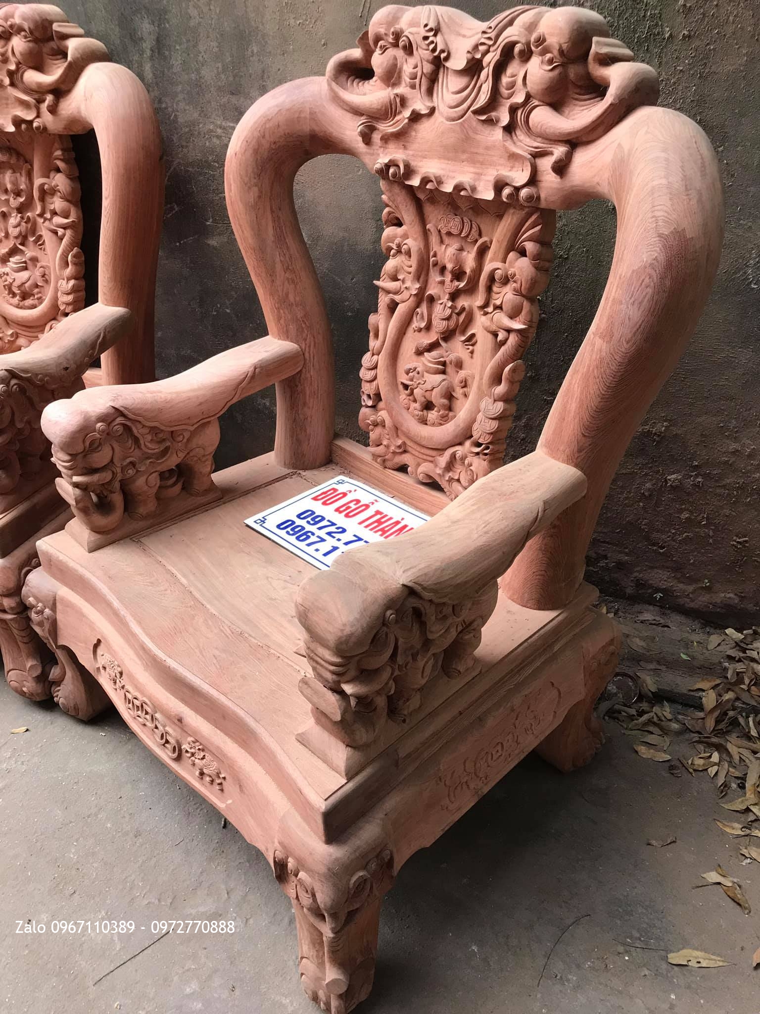 Bộ Ghế Quốc Voi Gỗ Hương Cột 12-6 Món. Mẫu Mới