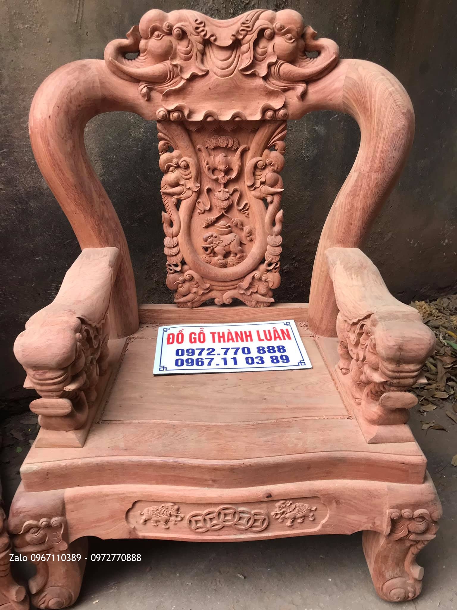 Bộ Ghế Quốc Voi Gỗ Hương Cột 12-6 Món. Mẫu Mới