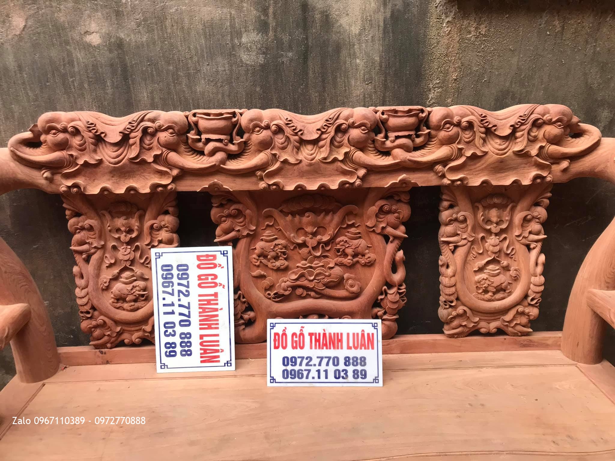 Bộ Ghế Quốc Voi Gỗ Hương Cột 12-6 Món. Mẫu Mới;