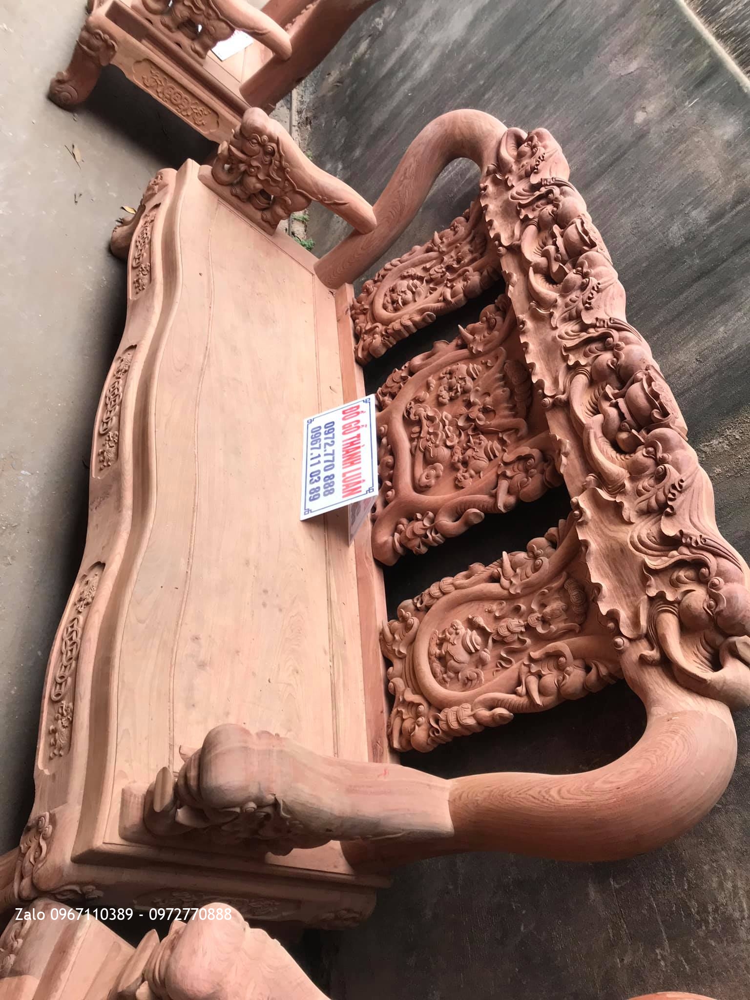 Bộ Ghế Quốc Voi Gỗ Hương Cột 12-6 Món. Mẫu Mới.