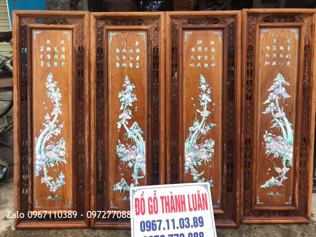 Tranh Tứ Quý - Tứ Bình Khảm Ốc Đỏ